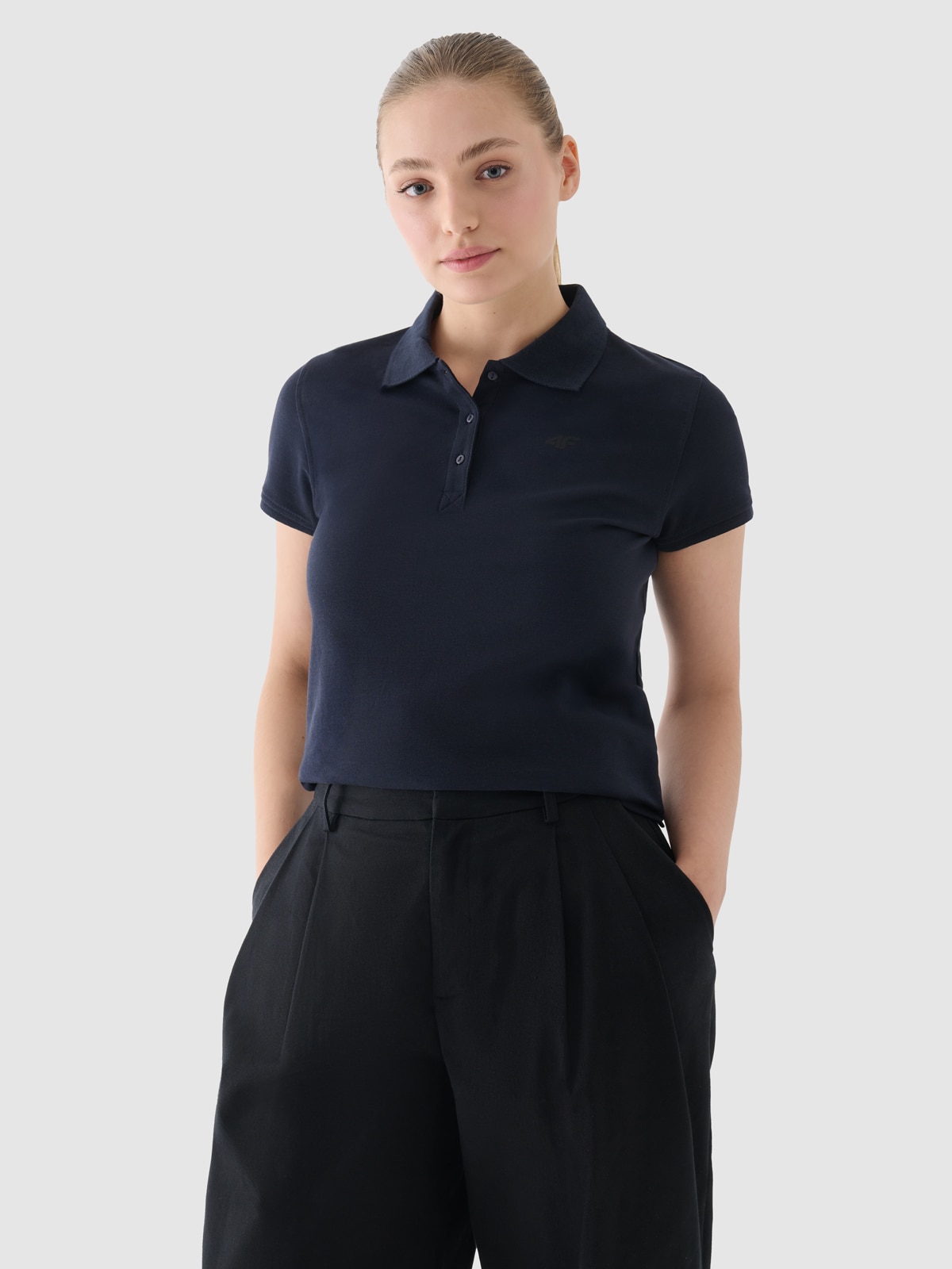 Tricou polo regular pentru femei - bleumarin