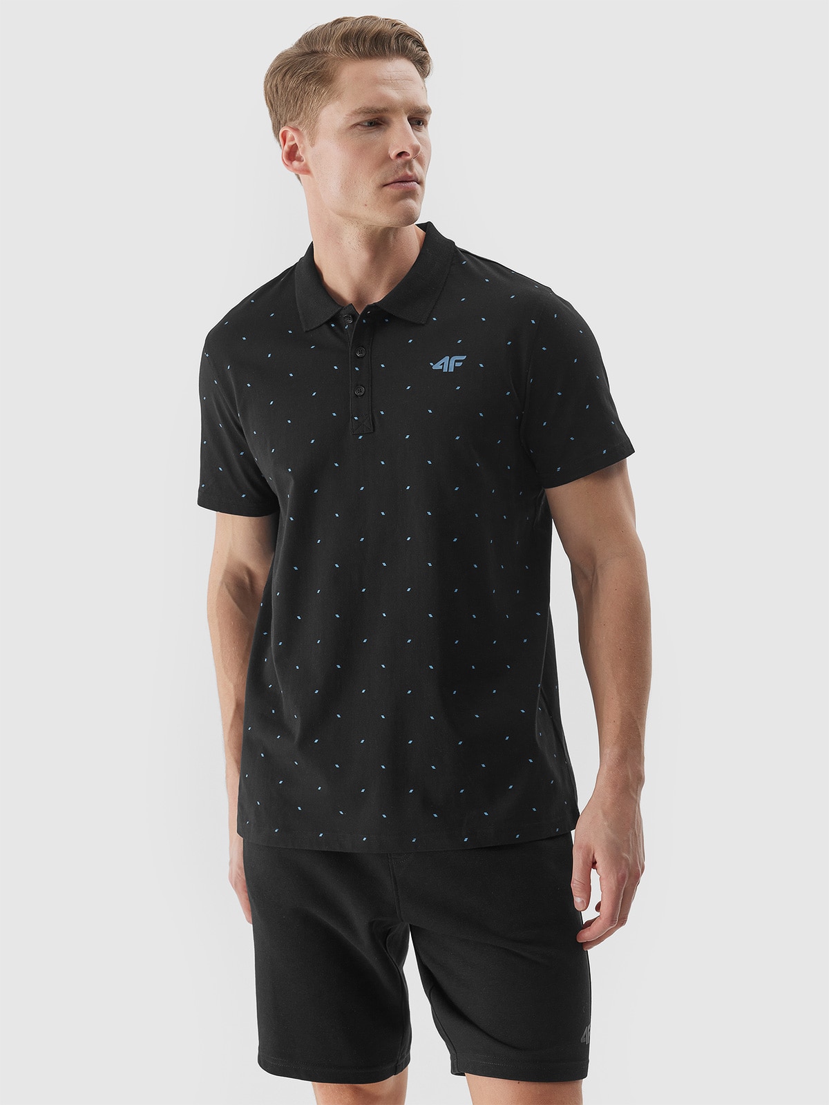 Tricou polo regular pentru bărbați - negru