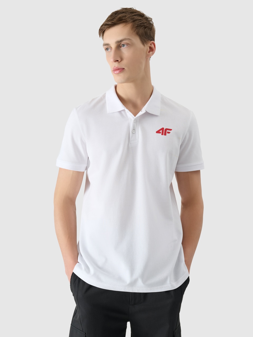 Tricou polo regular pentru bărbați - alb