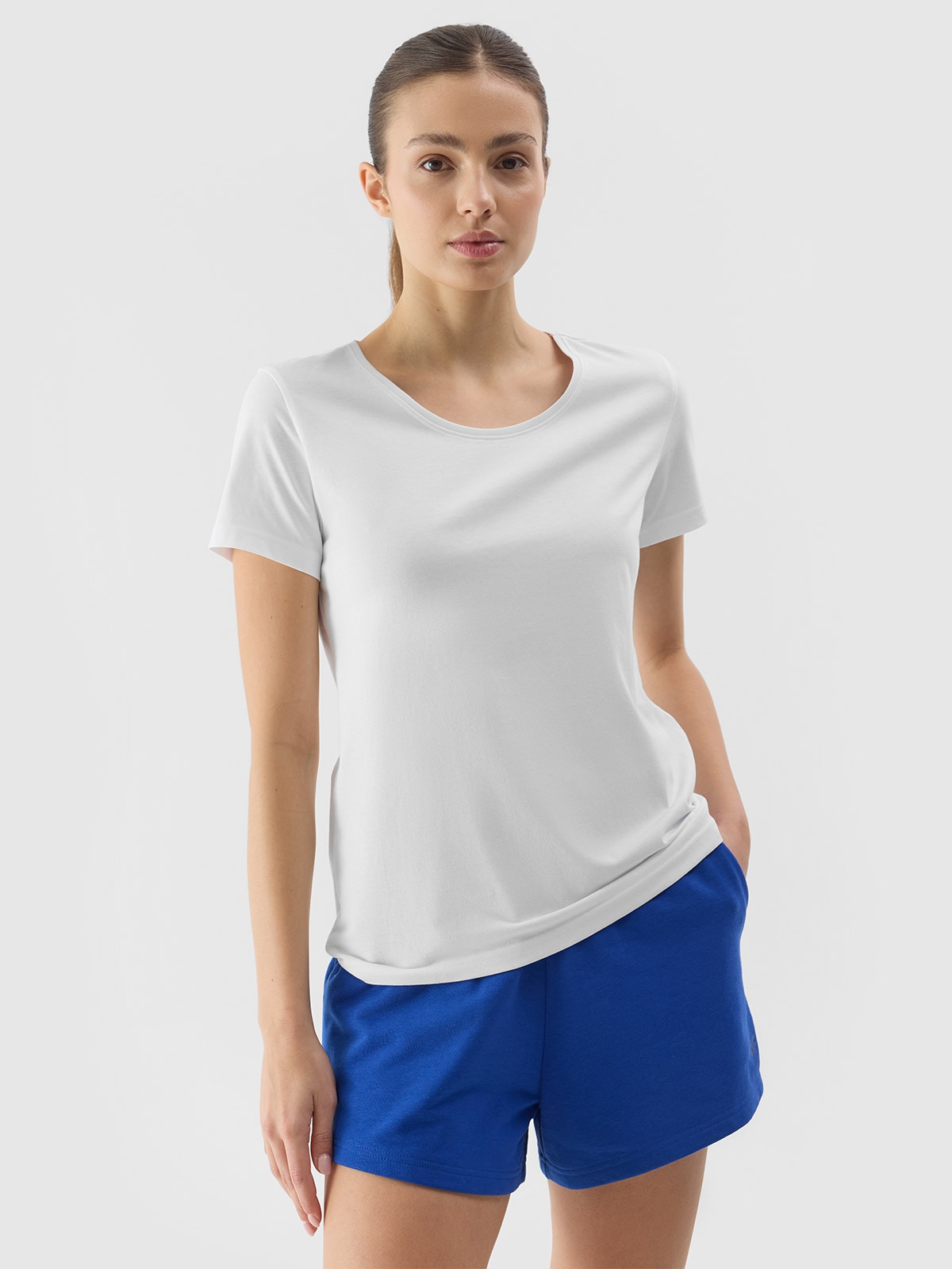 Tricou regular unicolor pentru femei - alb