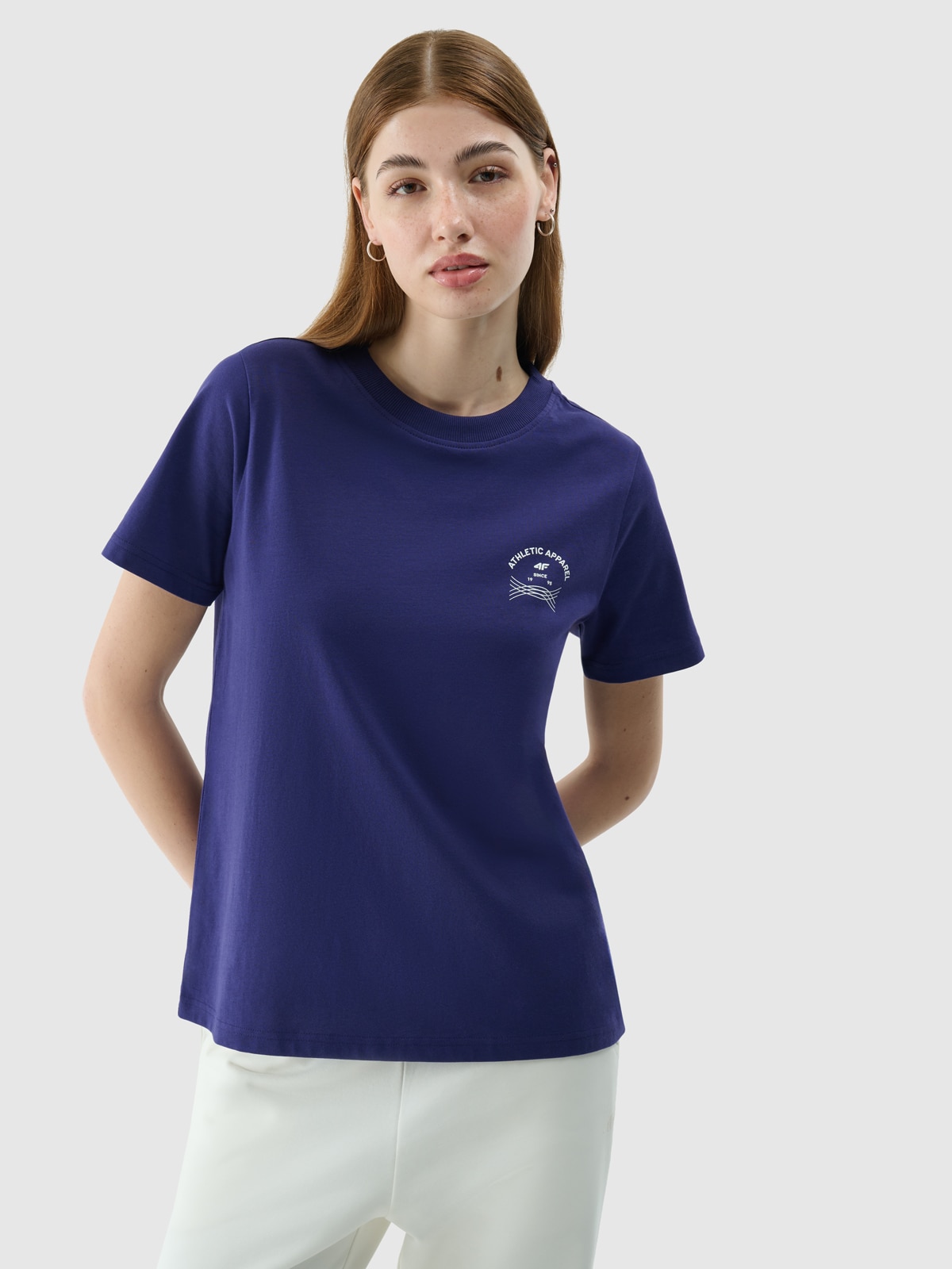 Tricou regular cu imprimeu pentru femei - bleumarin