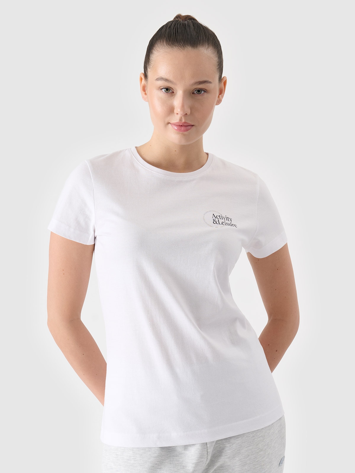 Tricou slim cu imprimeu pentru femei - alb