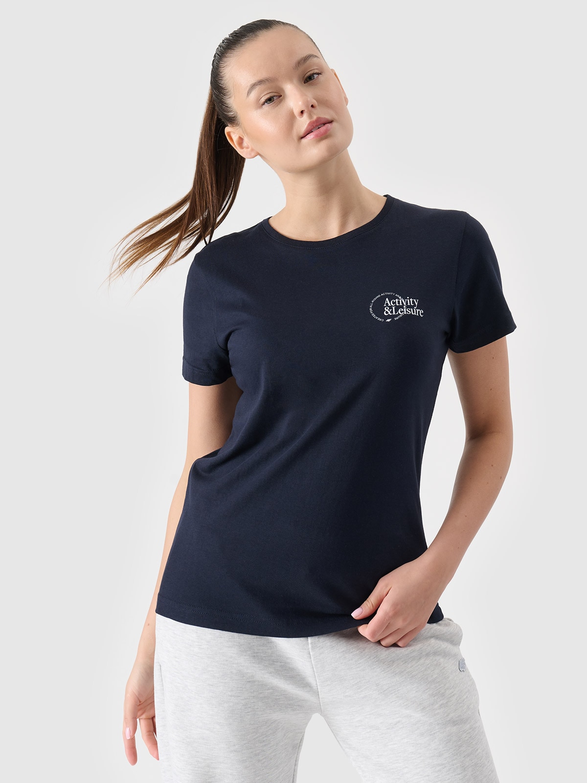 Tricou slim cu imprimeu pentru femei - bleumarin