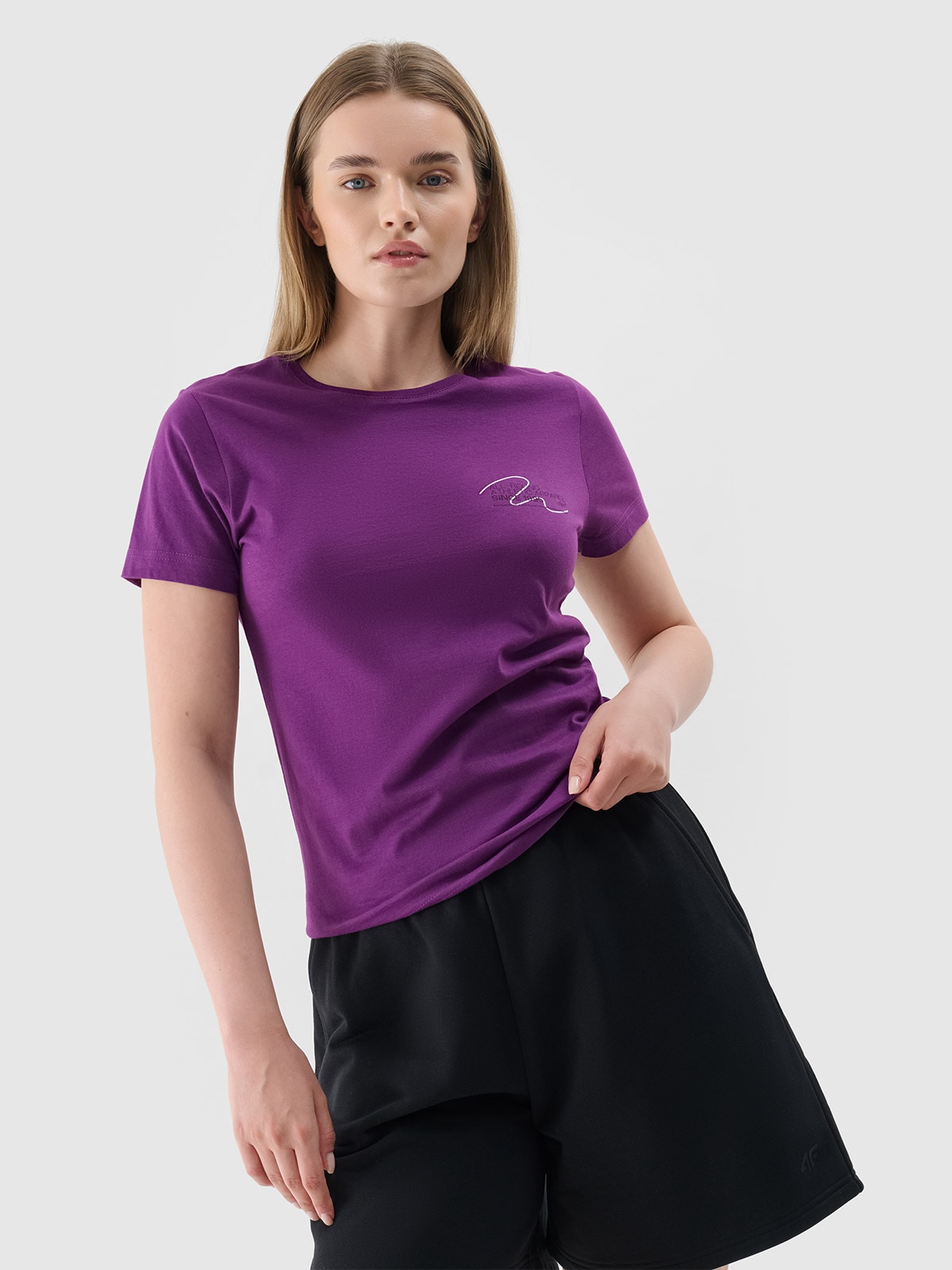 Tricou slim cu imprimeu pentru femei - mov