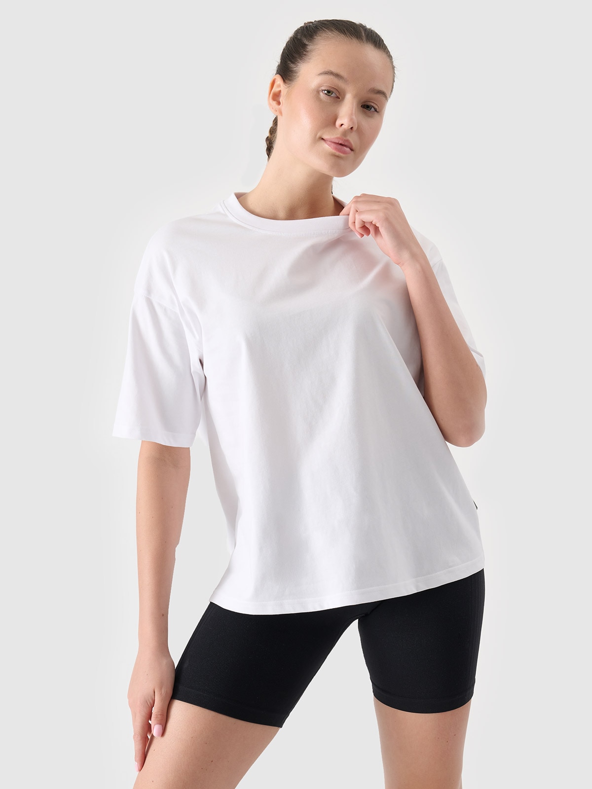 Tricou oversize unicolor pentru femei - alb