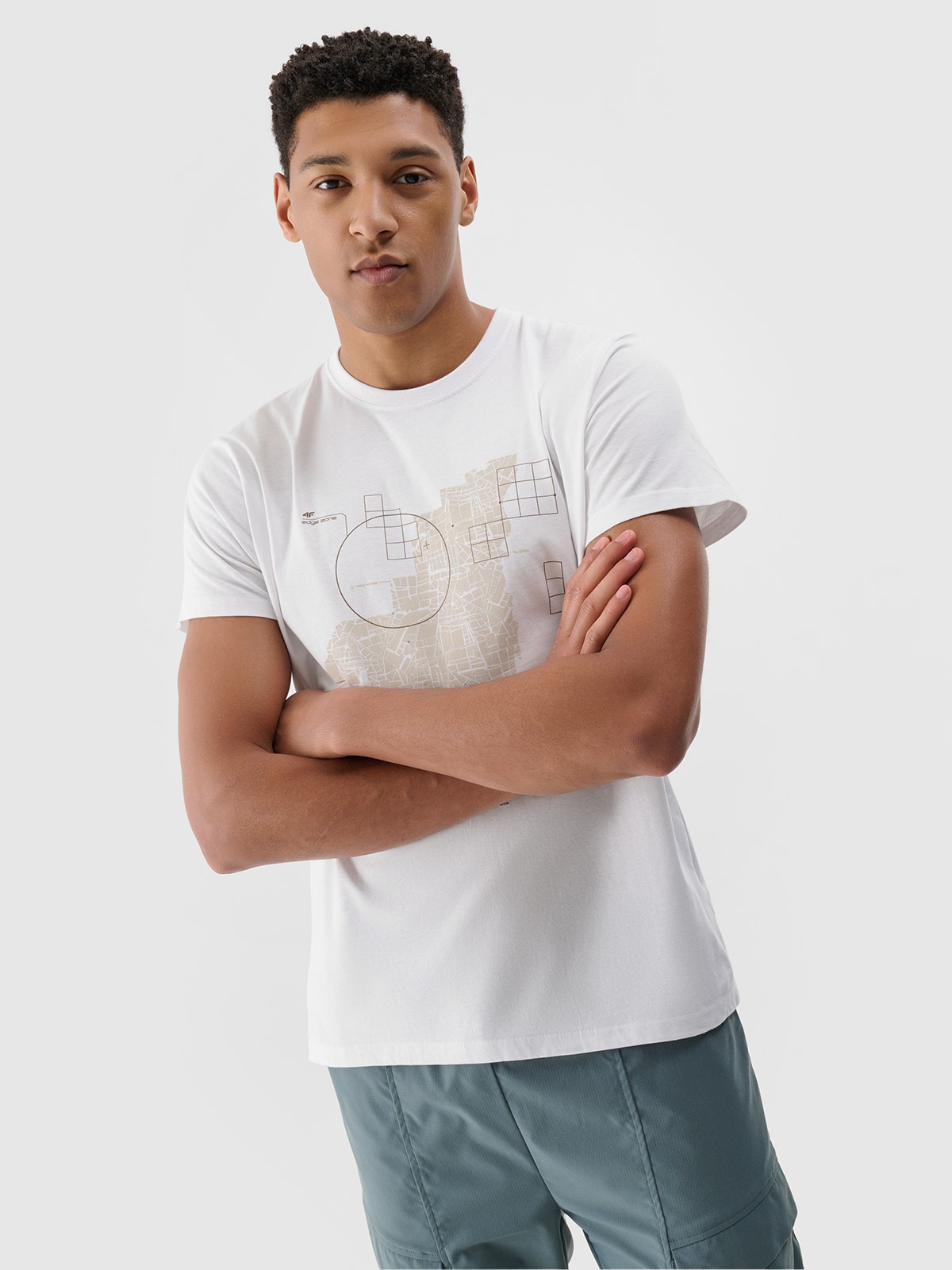 Tricou regular cu imprimeu pentru bărbați - alb