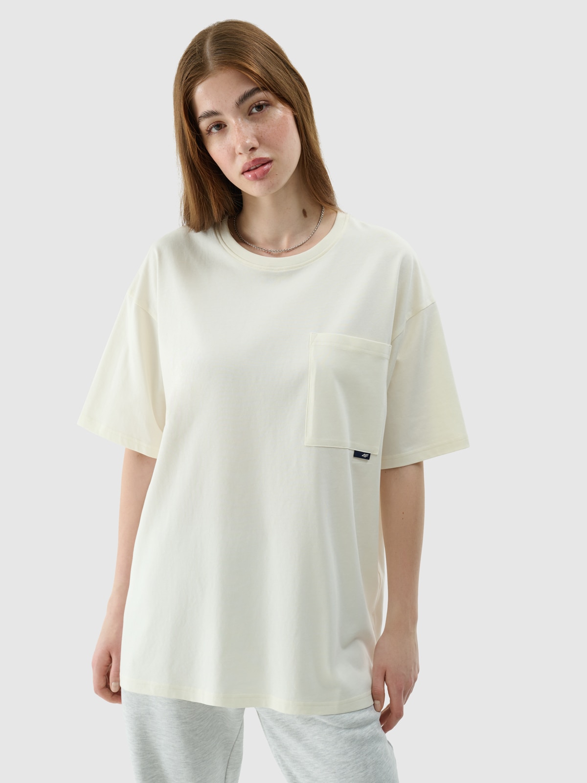 Tricou oversize unicolor unisex - culoarea crem