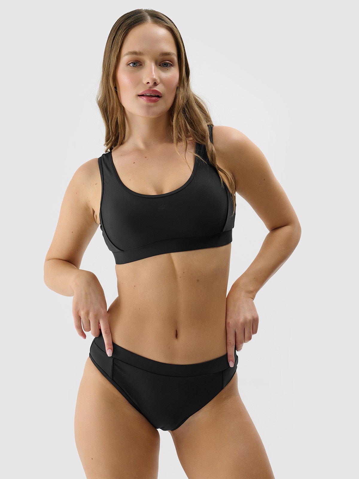 Top de baie bikini pentru femei - negru