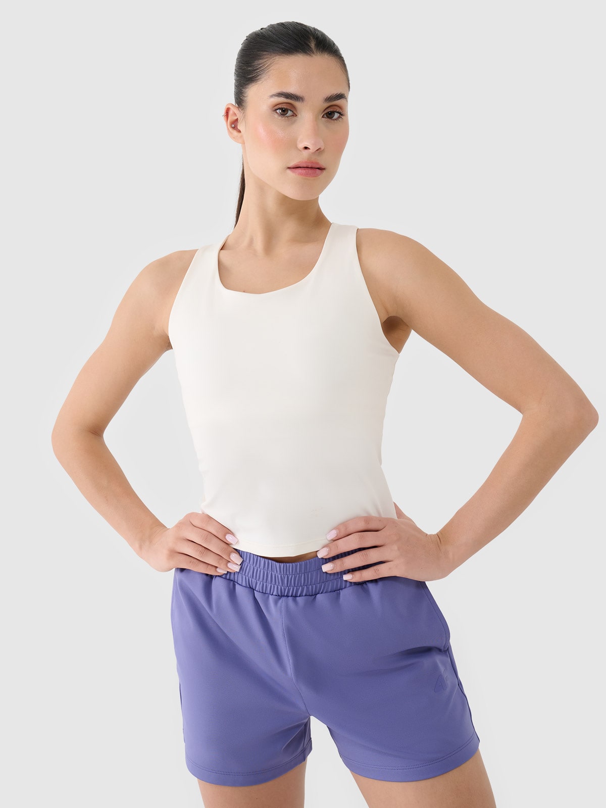 Crop-top de antrenament cu uscare rapidă pentru femei - alb