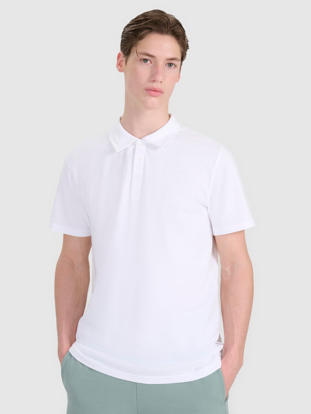 Tricou polo regular pentru bărbați - alb