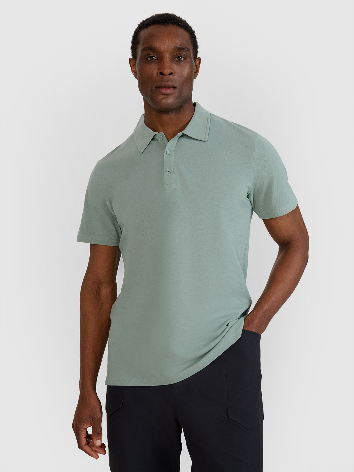 Tricou polo regular pentru bărbați - verde măsliniu