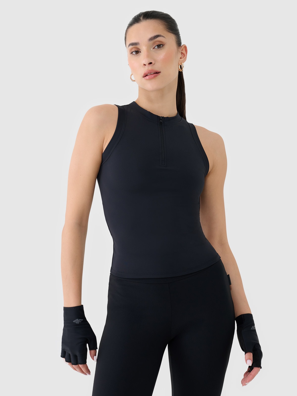 Crop-top slim pentru femei - negru