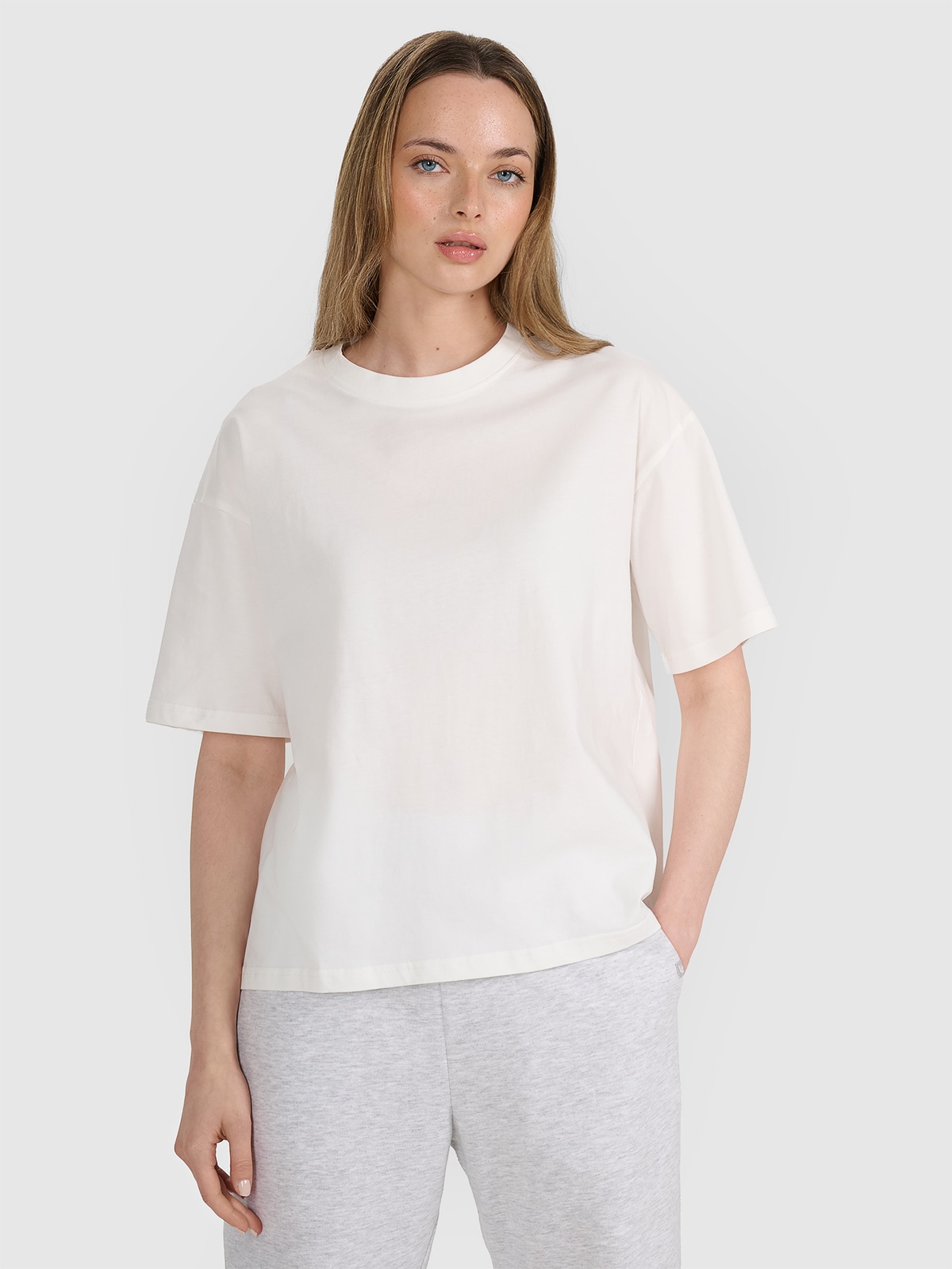 Tricou oversize cu imprimeu pentru femei - alb