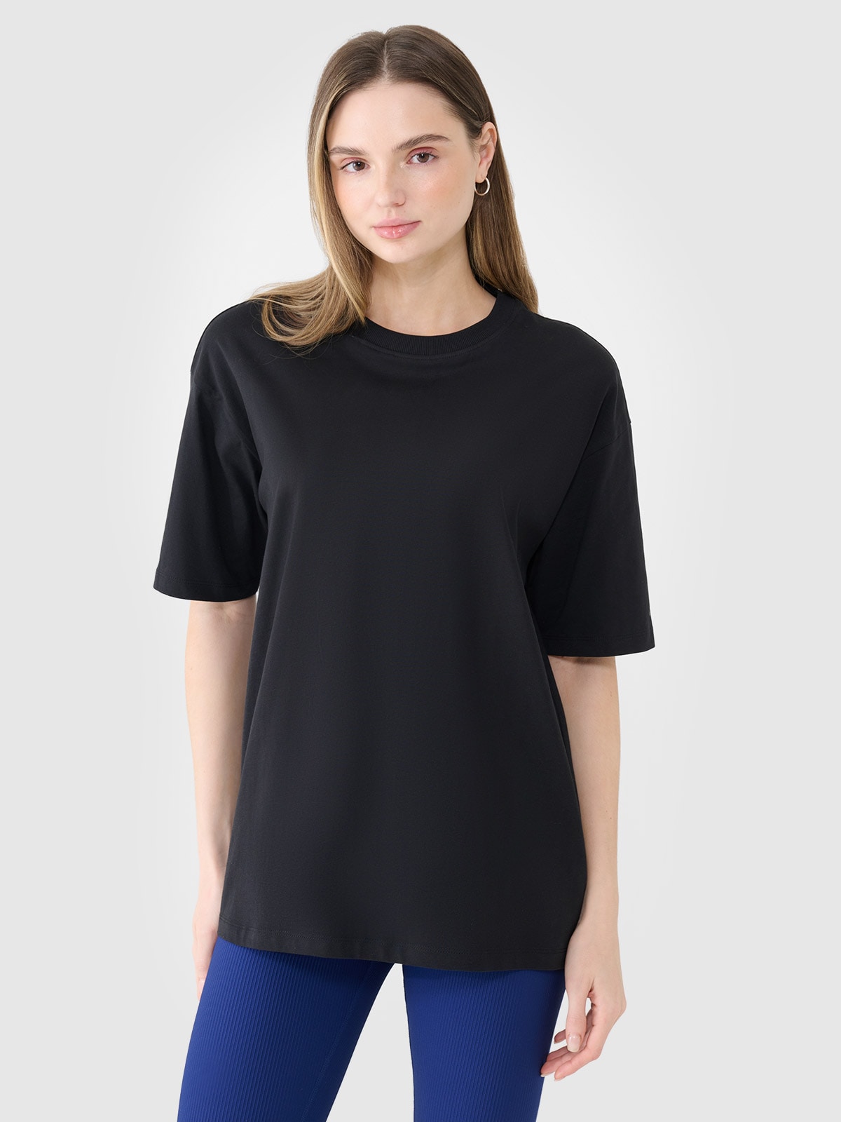 Tricou oversize unicolor pentru femei - negru