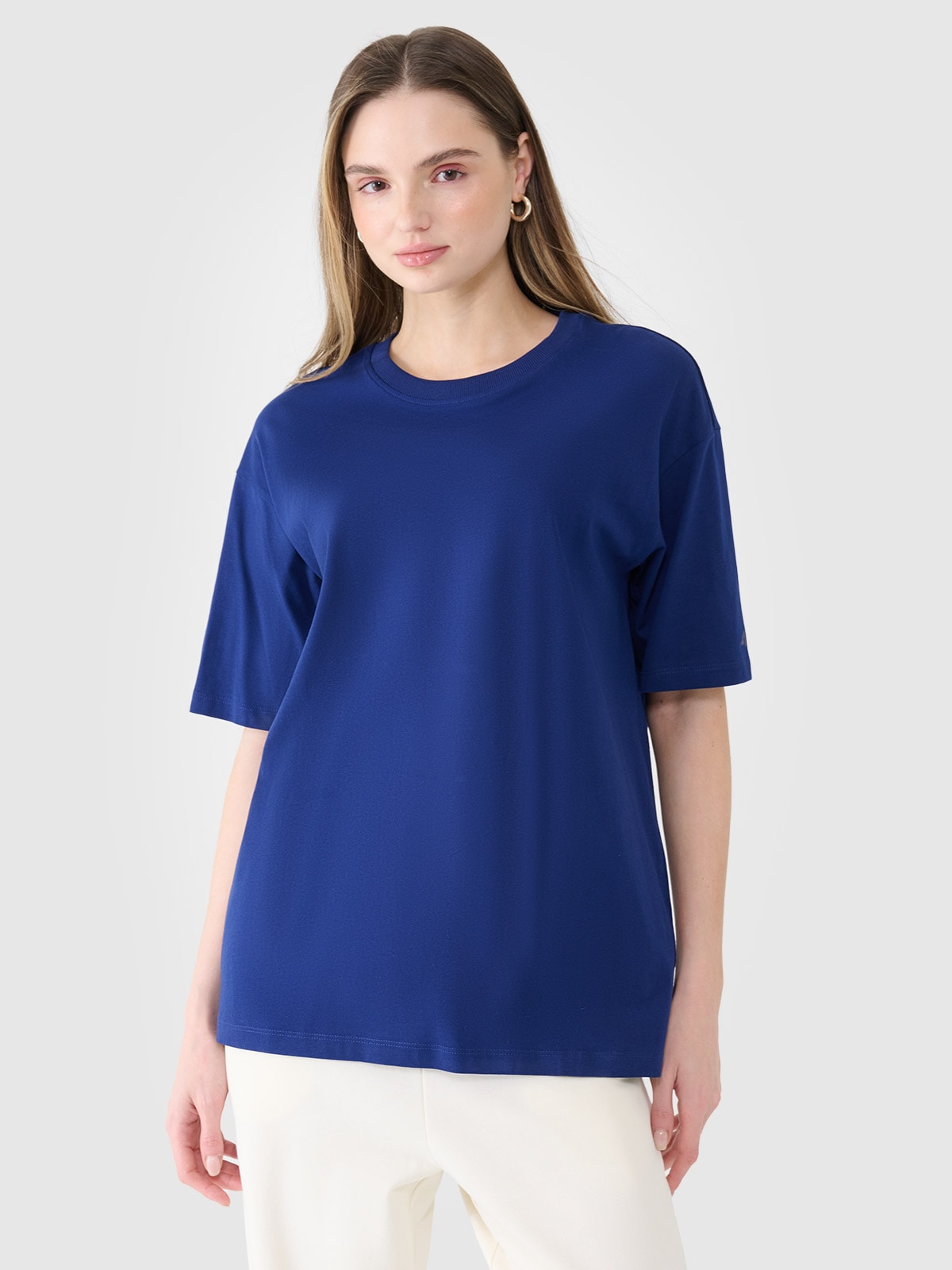 Tricou oversize unicolor pentru femei - bleumarin