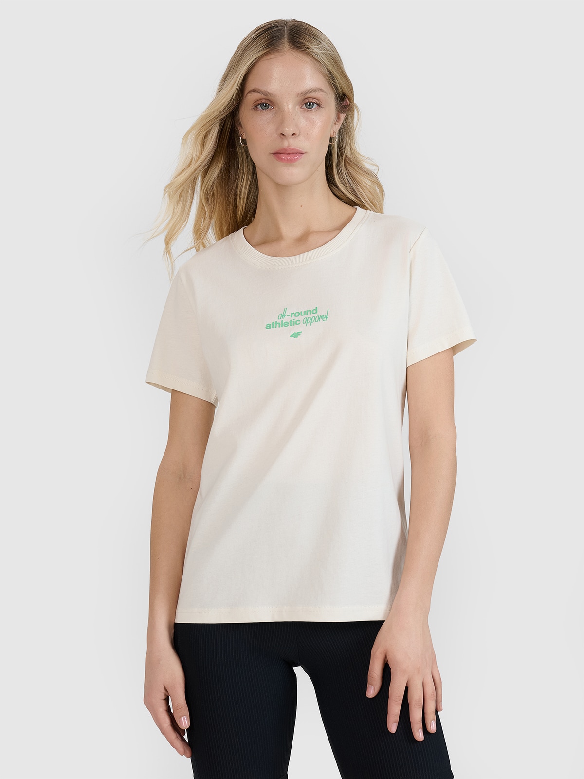 Tricou regular cu imprimeu pentru femei - alb