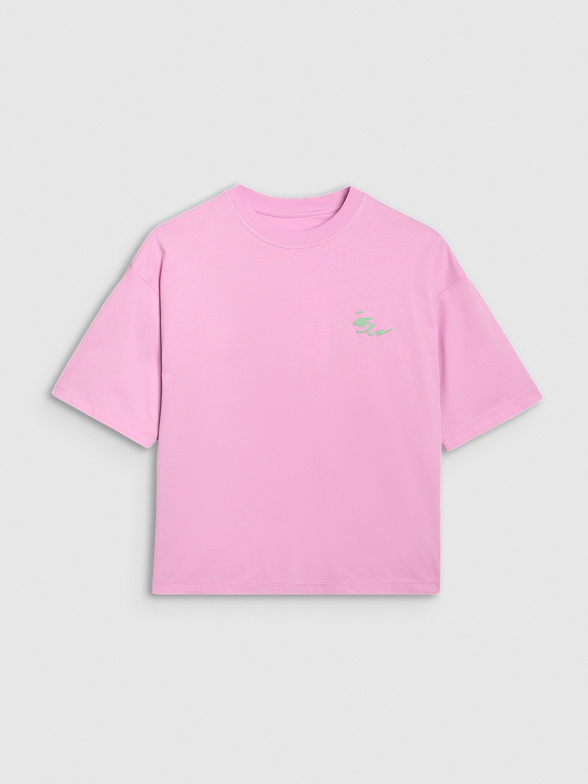 Tricou oversize cu imprimeu pentru femei - roz