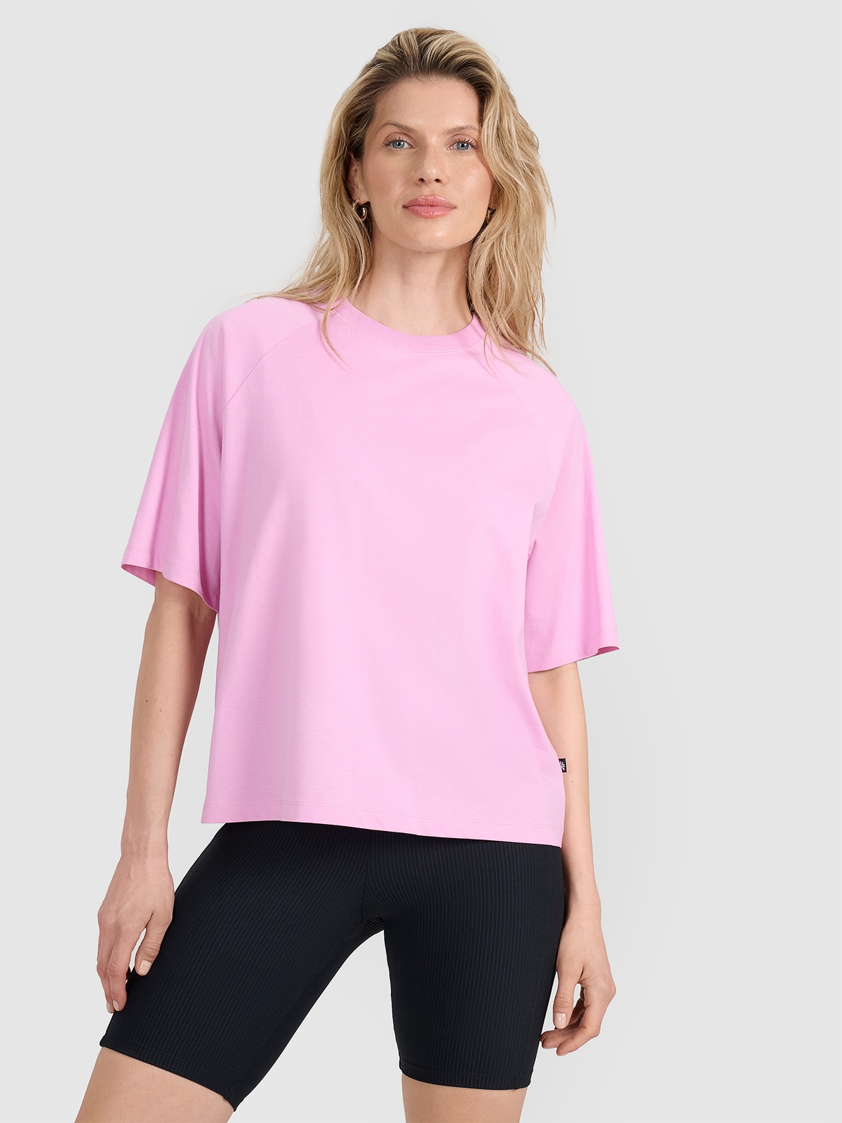 Tricou oversize unicolor pentru femei - roz