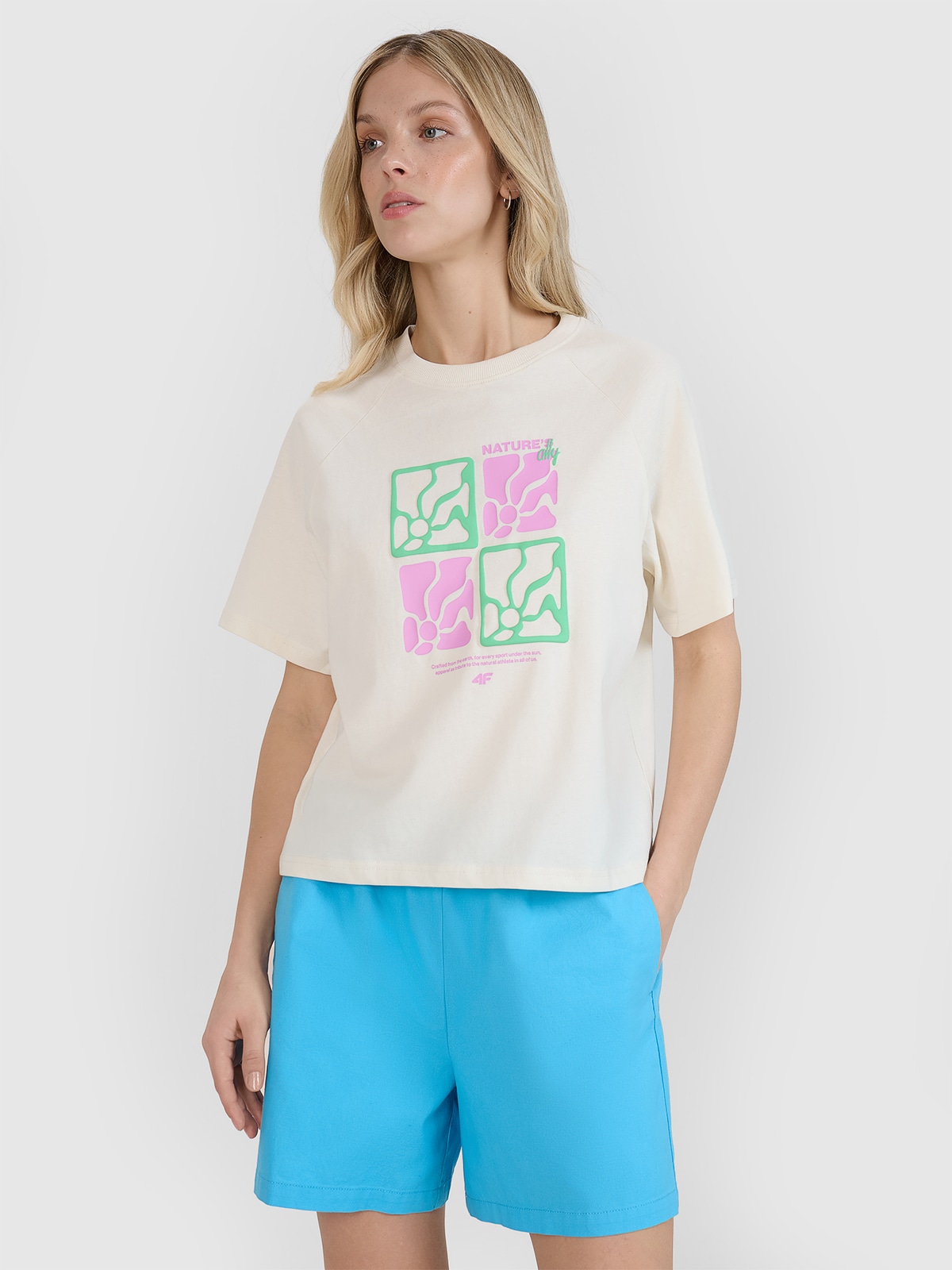 Tricou oversize cu imprimeu pentru femei - alb