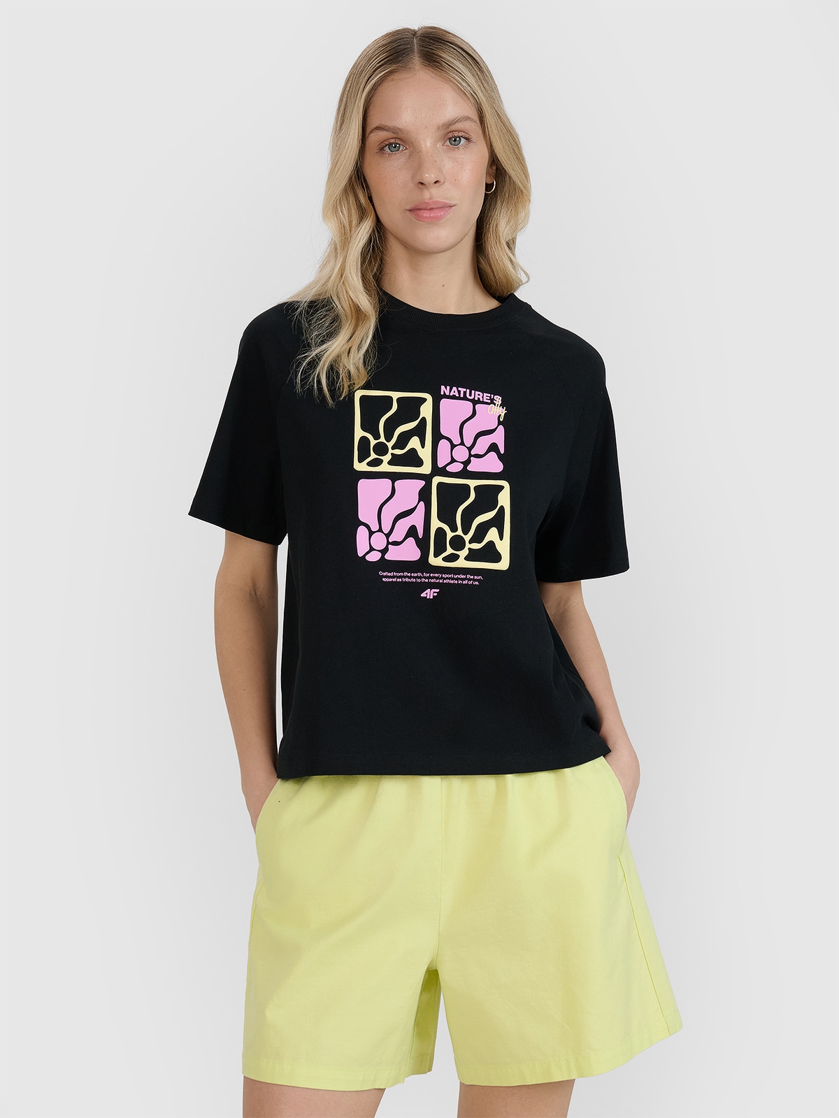 Tricou oversize cu imprimeu pentru femei - negru