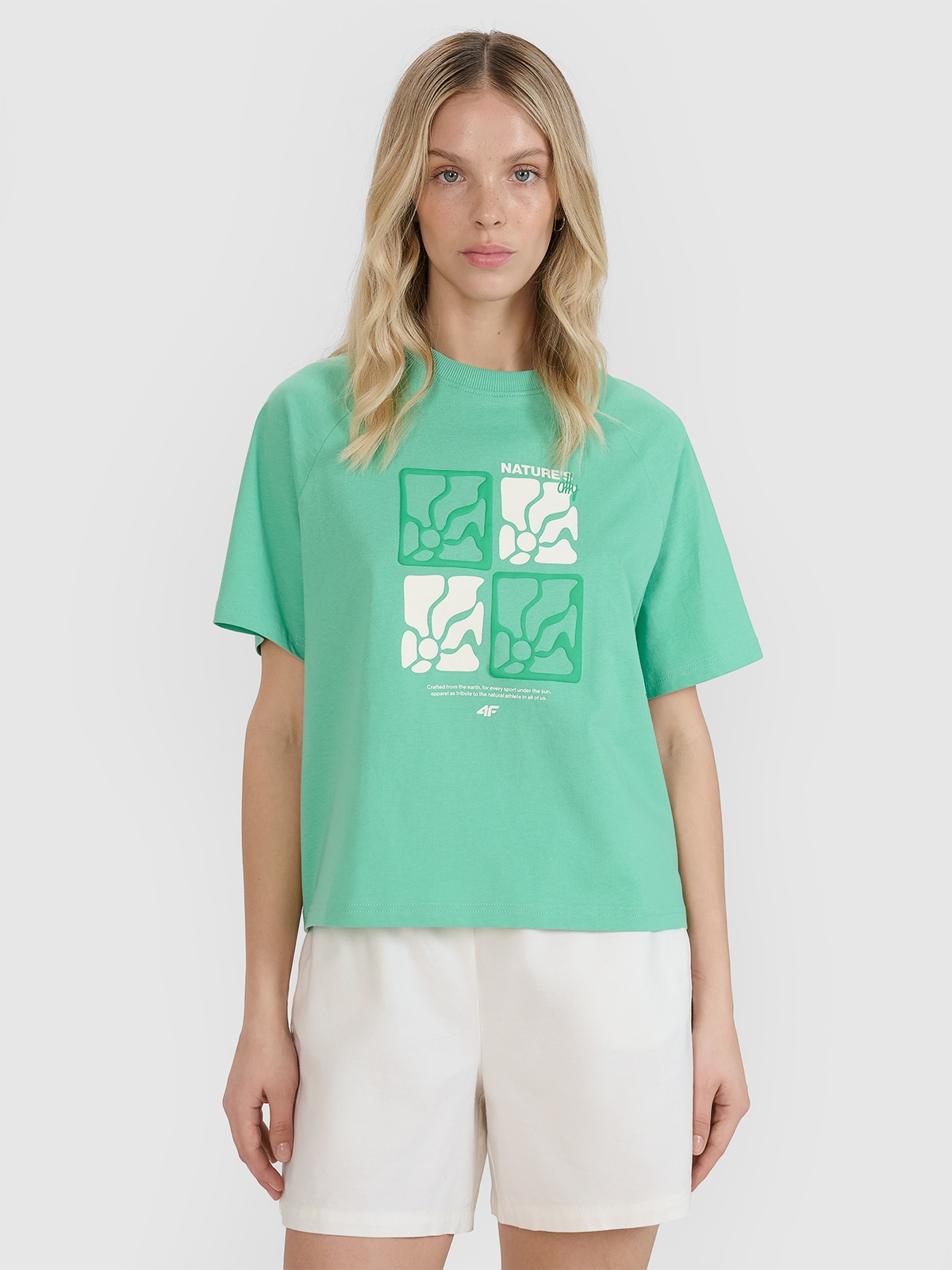 Tricou oversize cu imprimeu pentru femei - verde