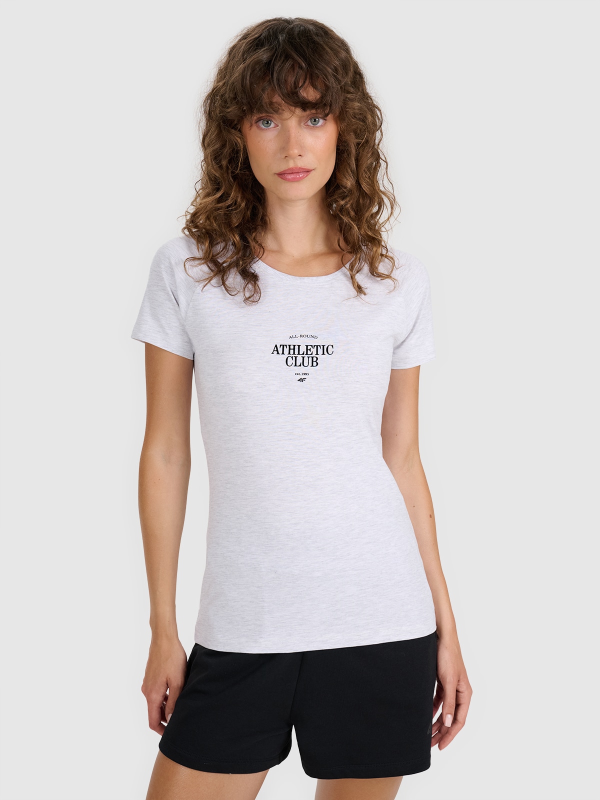 Tricou slim cu imprimeu pentru femei - gri