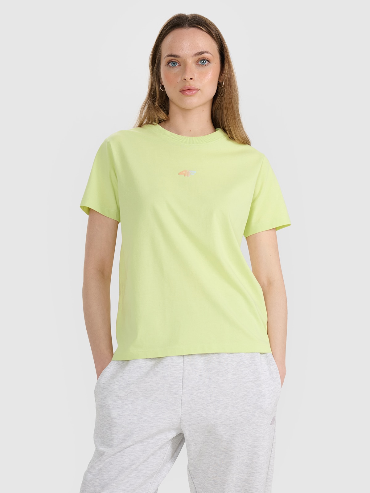 Tricou oversize cu imprimeu pentru femei - galben
