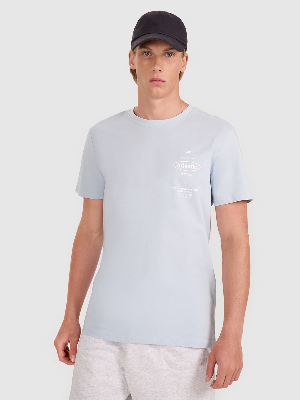 Tricou regular cu imprimeu pentru bărbați - albastru