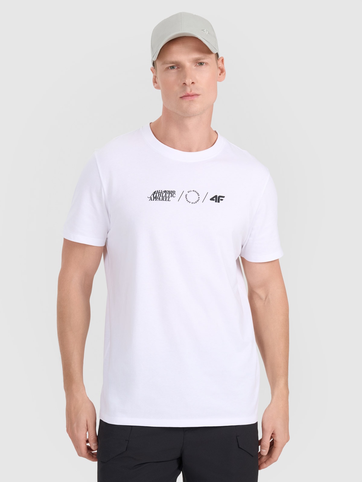 Tricou regular cu imprimeu pentru bărbați - alb