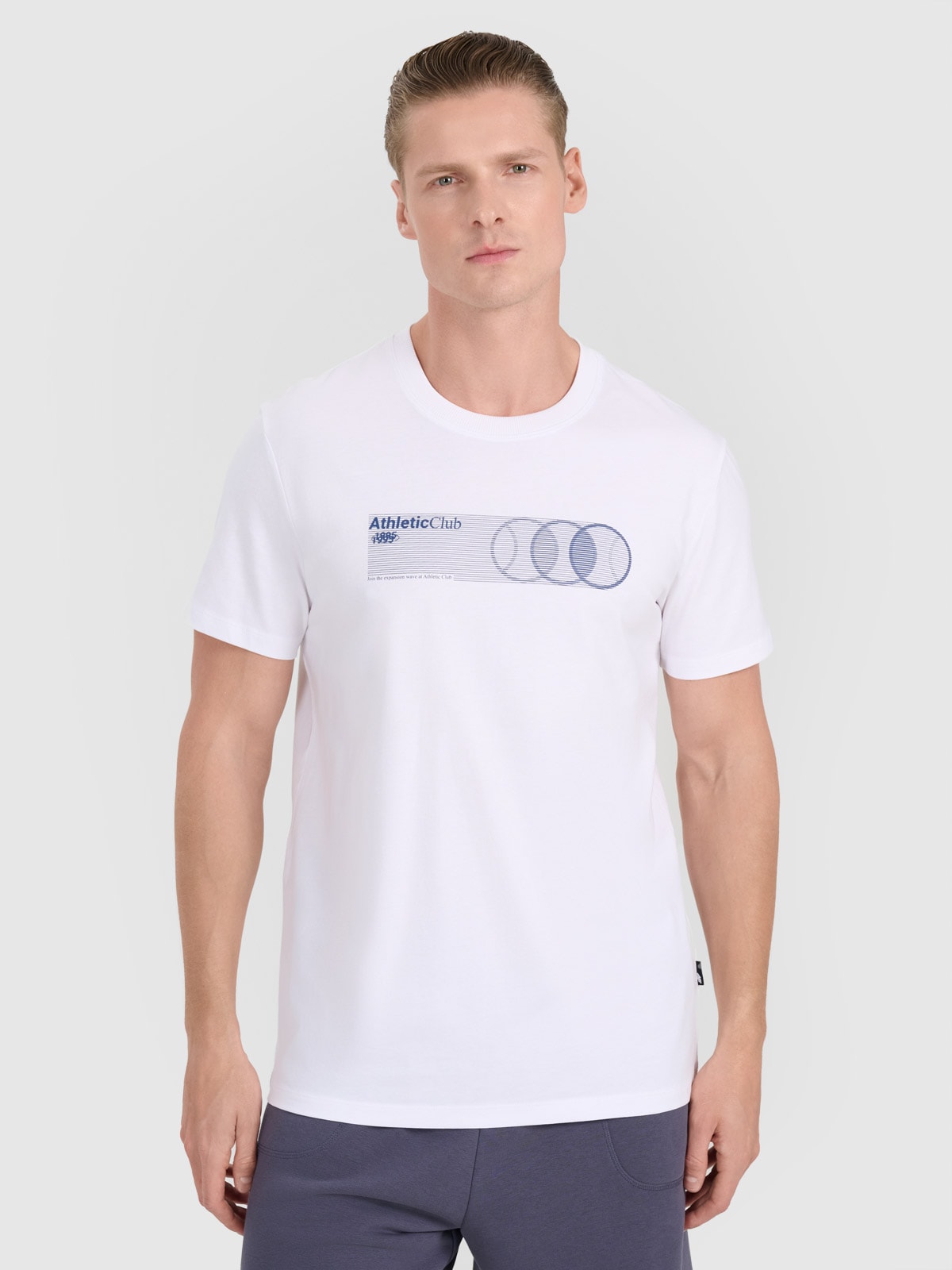 Tricou regular cu imprimeu pentru bărbați - alb