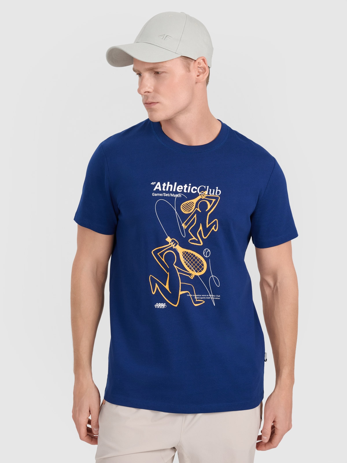 Tricou regular cu imprimeu pentru bărbați - bleumarin