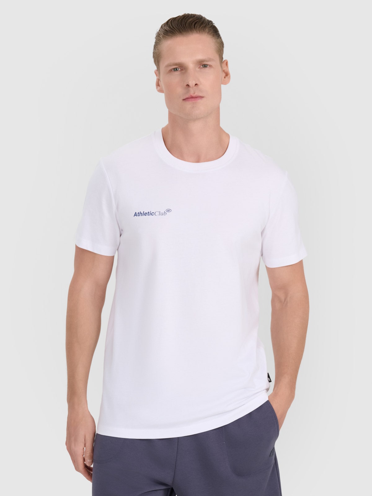 Tricou regular cu imprimeu pentru bărbați - alb