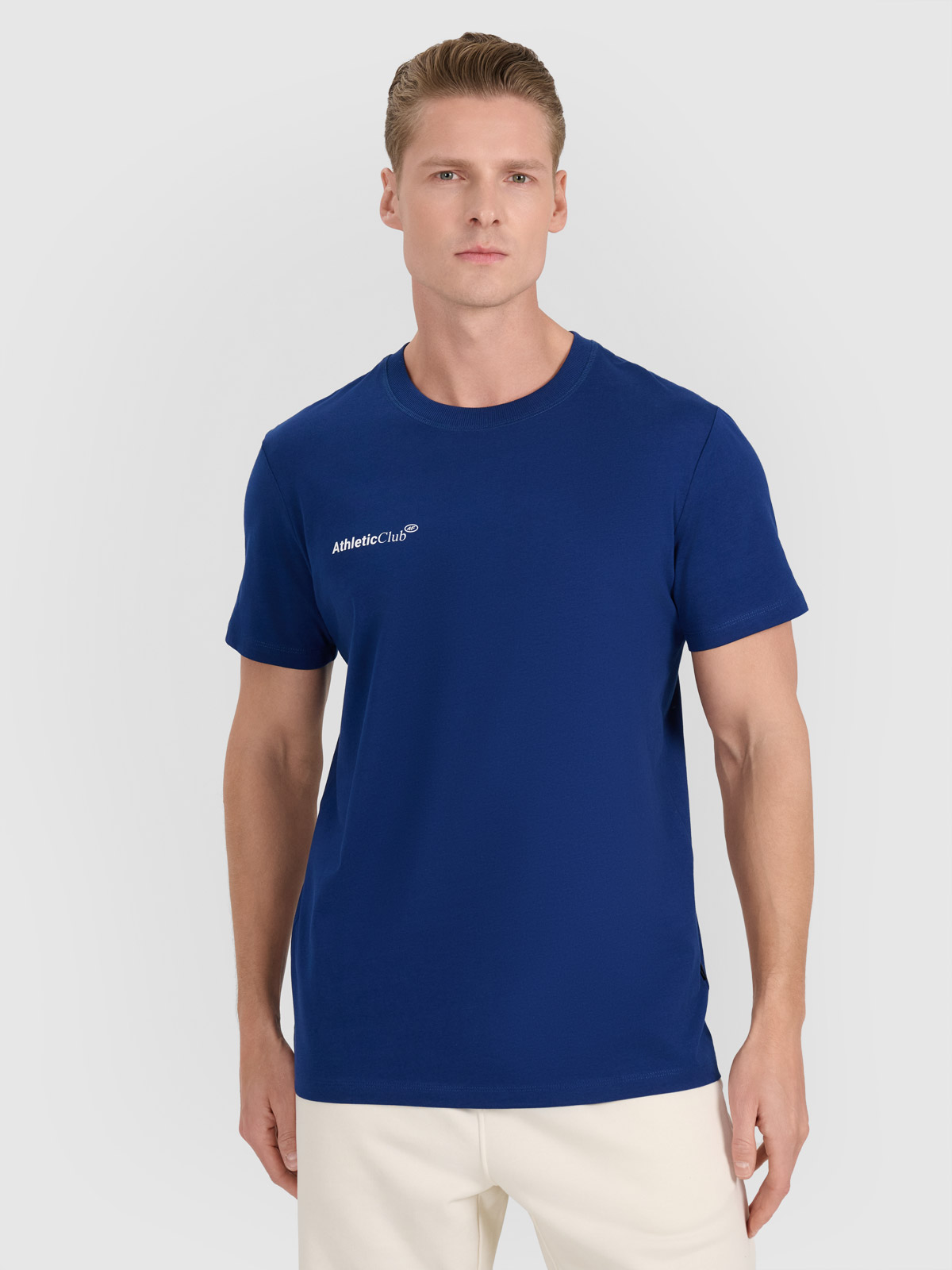 Tricou regular cu imprimeu pentru bărbați - bleumarin