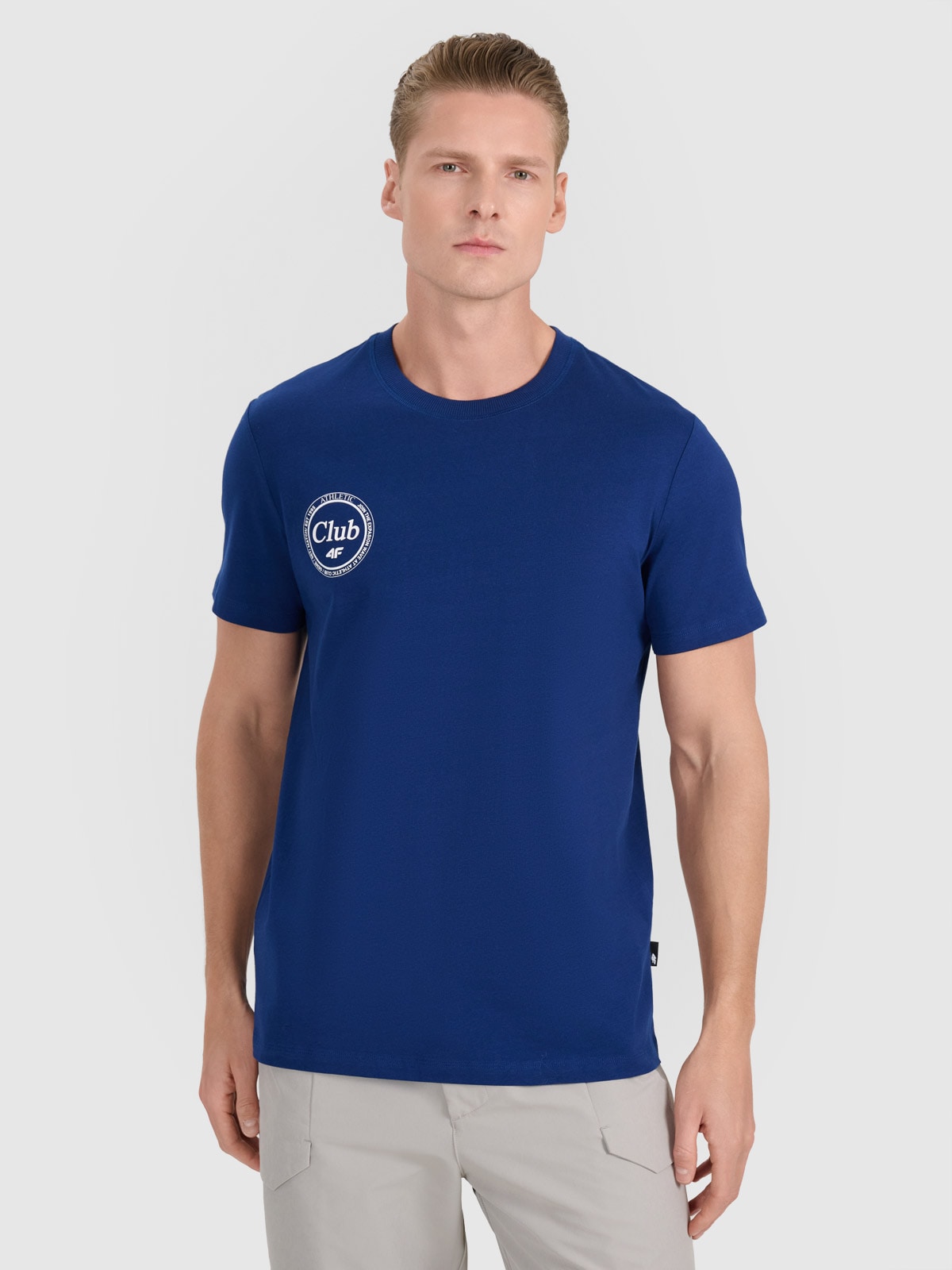 Tricou regular cu imprimeu pentru bărbați - bleumarin
