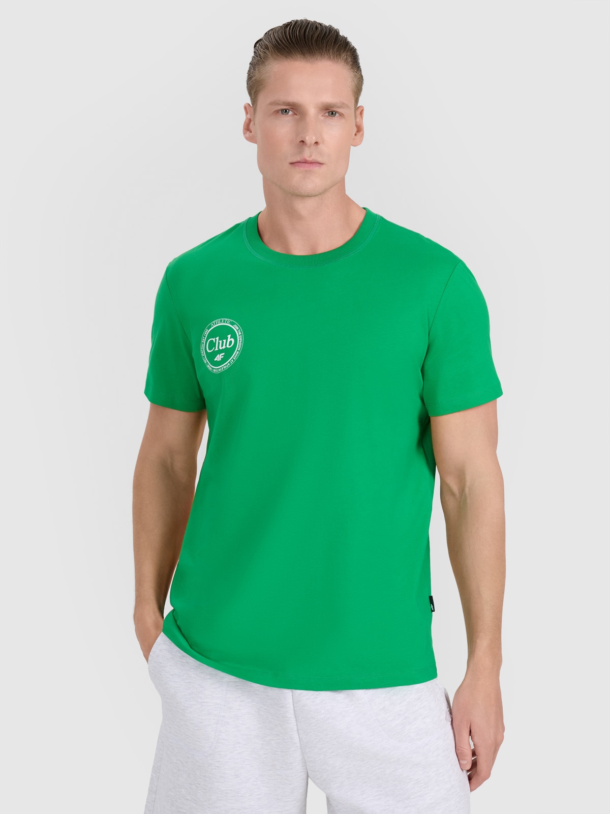 Tricou regular cu imprimeu pentru bărbați - verde