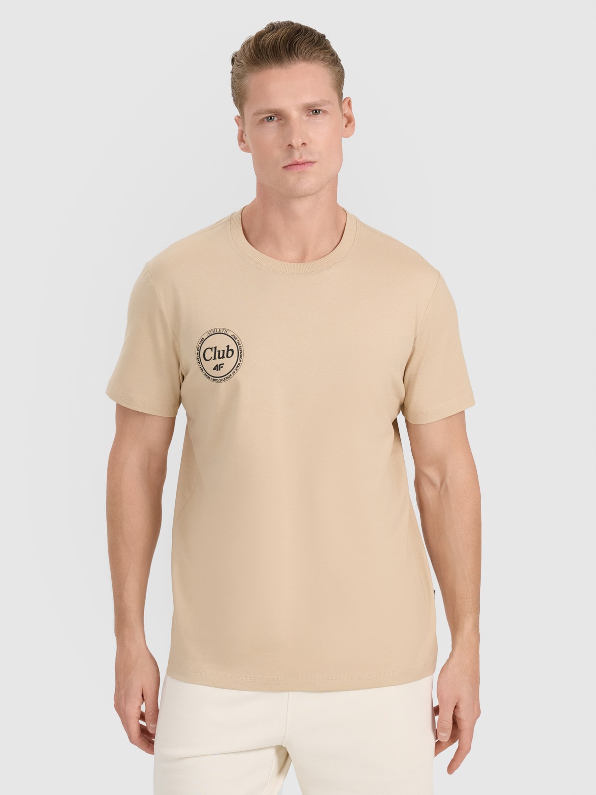 Tricou regular cu imprimeu pentru bărbați - maro