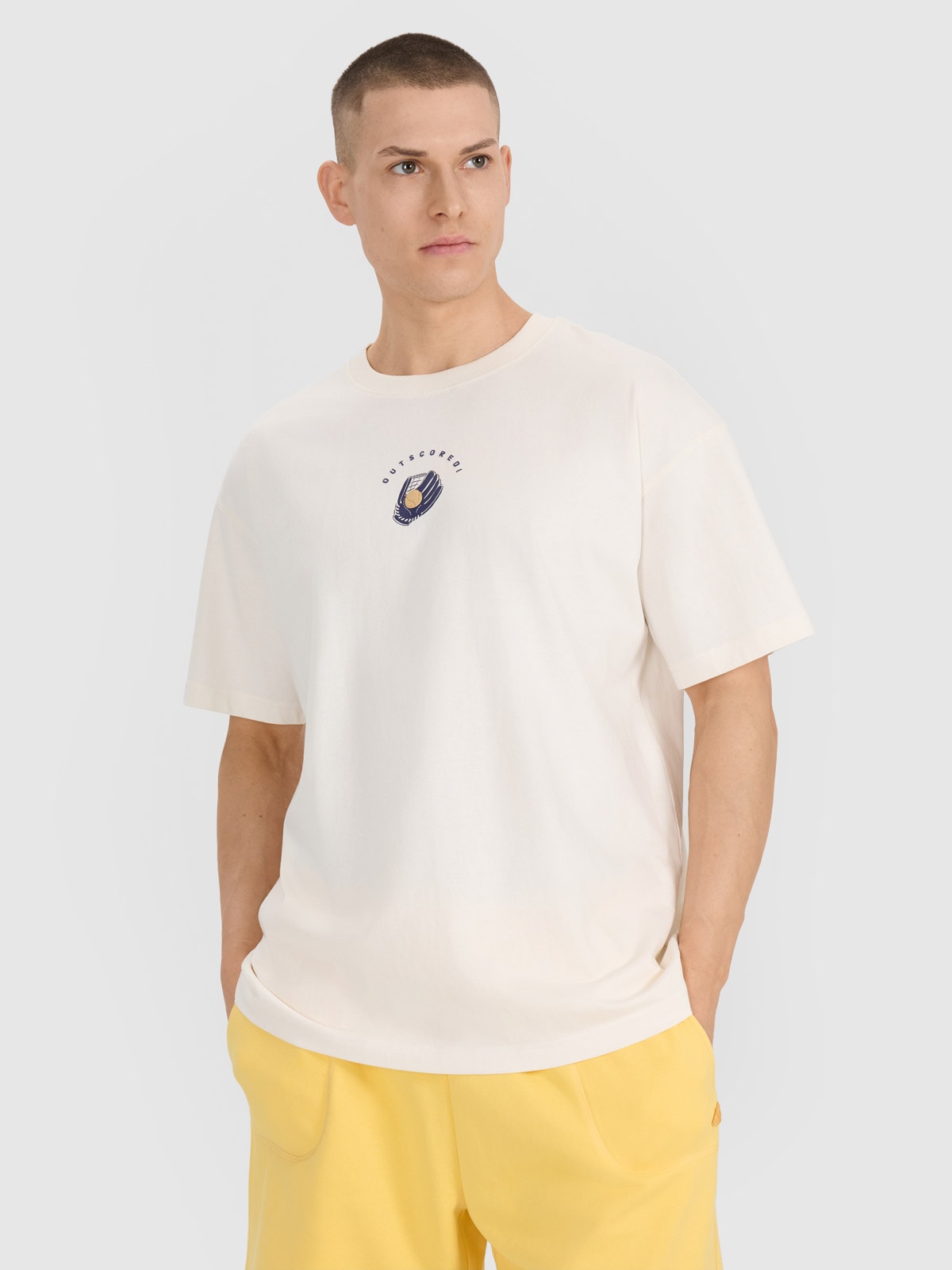 Tricou oversize cu imprimeu pentru bărbați - alb