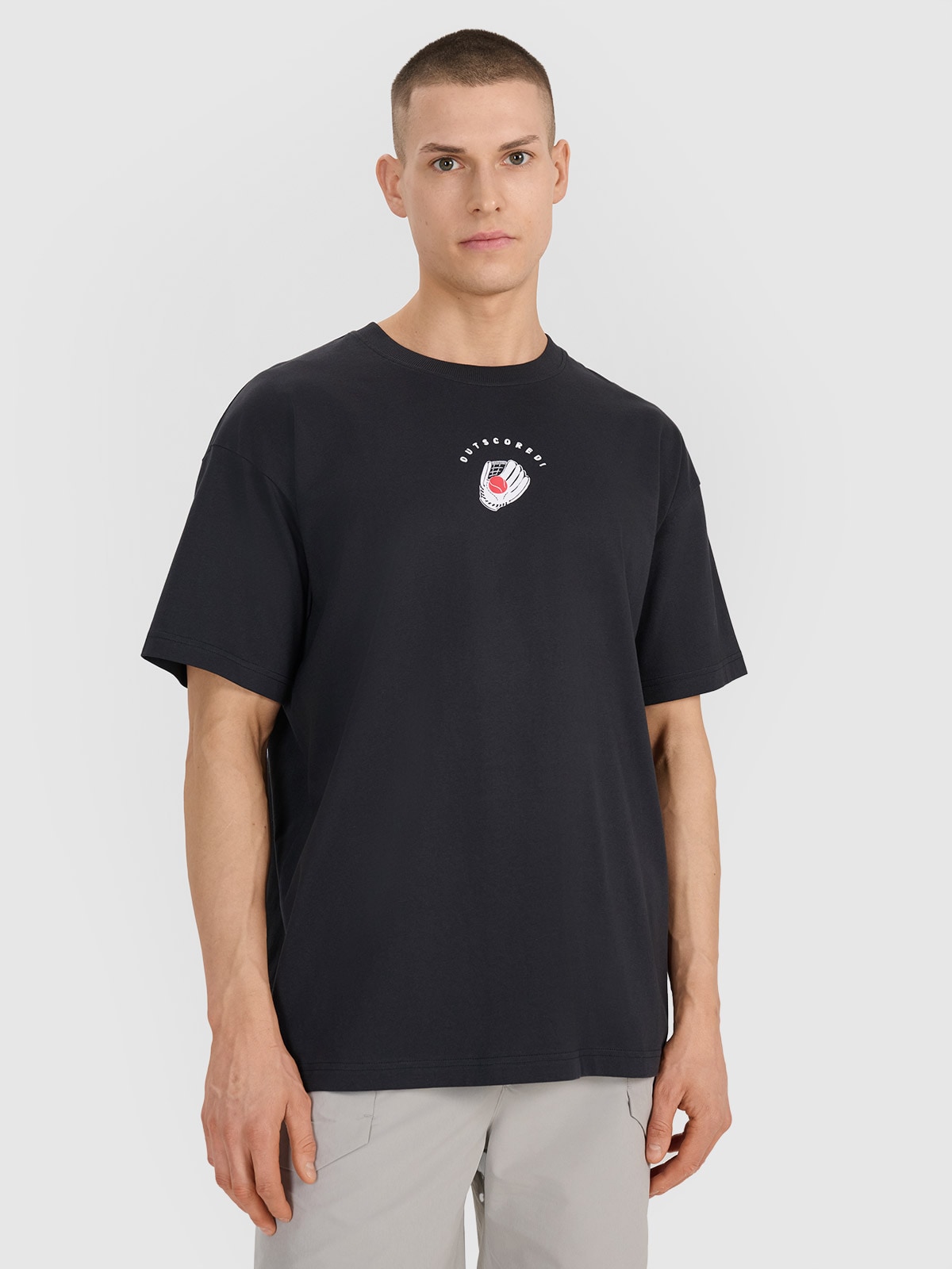 Tricou oversize cu imprimeu pentru bărbați - negru