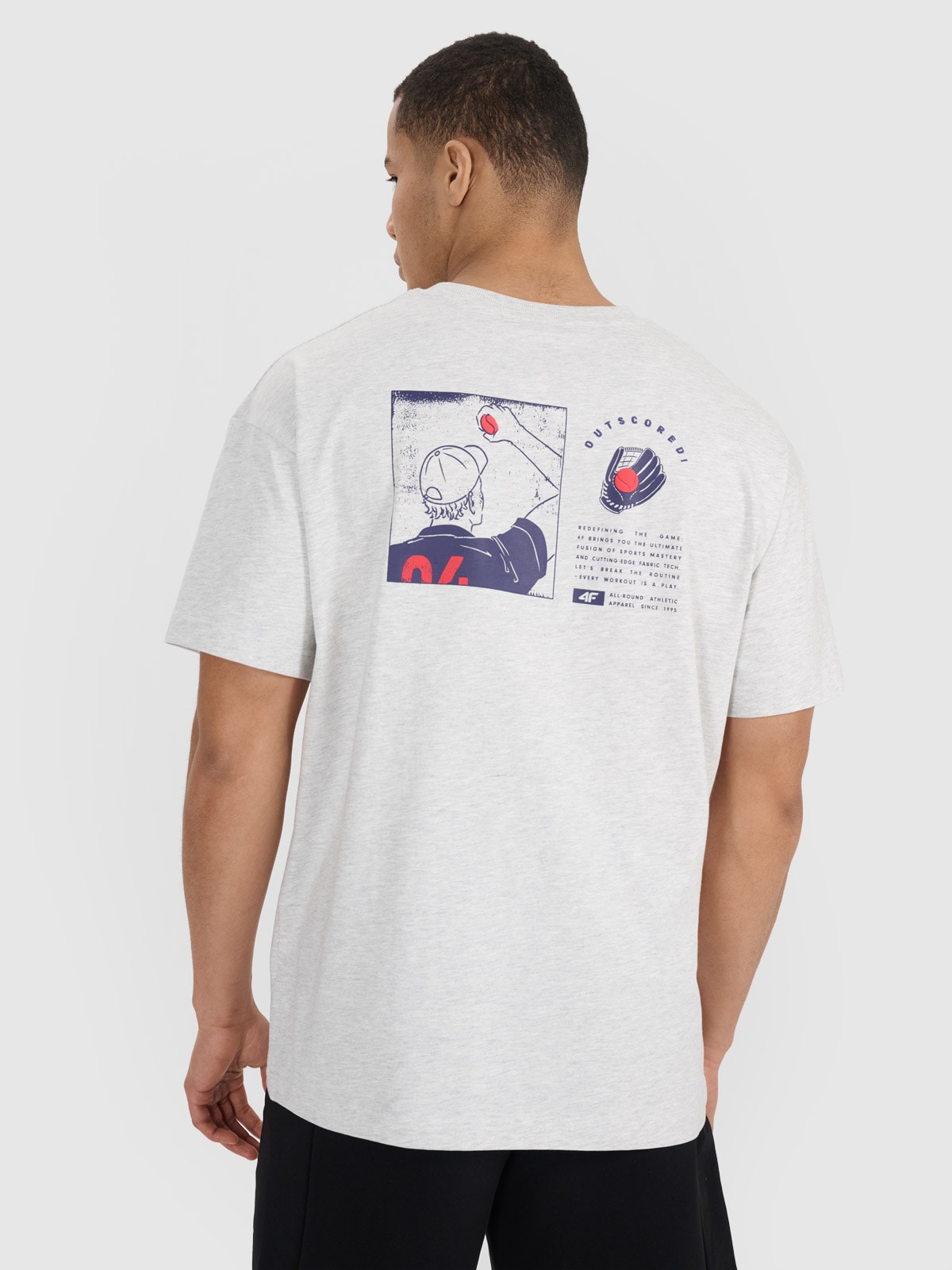 Tricou oversize cu imprimeu pentru bărbați - gri