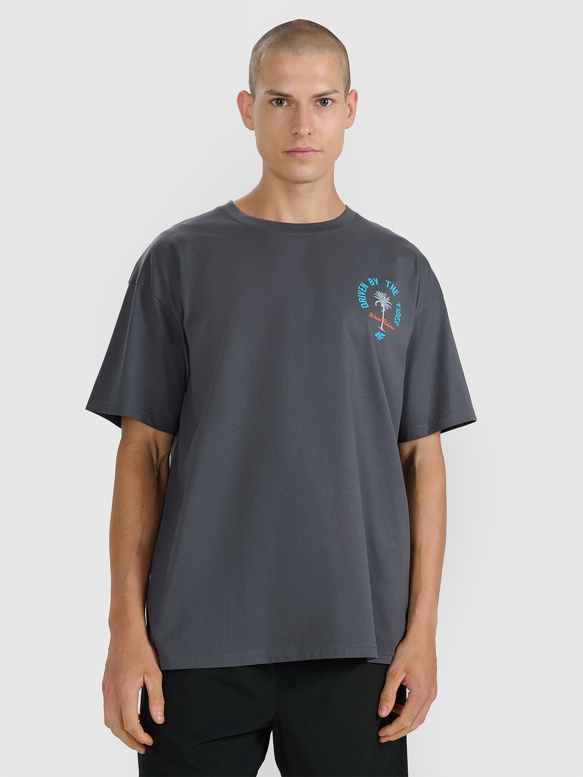Tricou oversize cu imprimeu pentru bărbați - gri