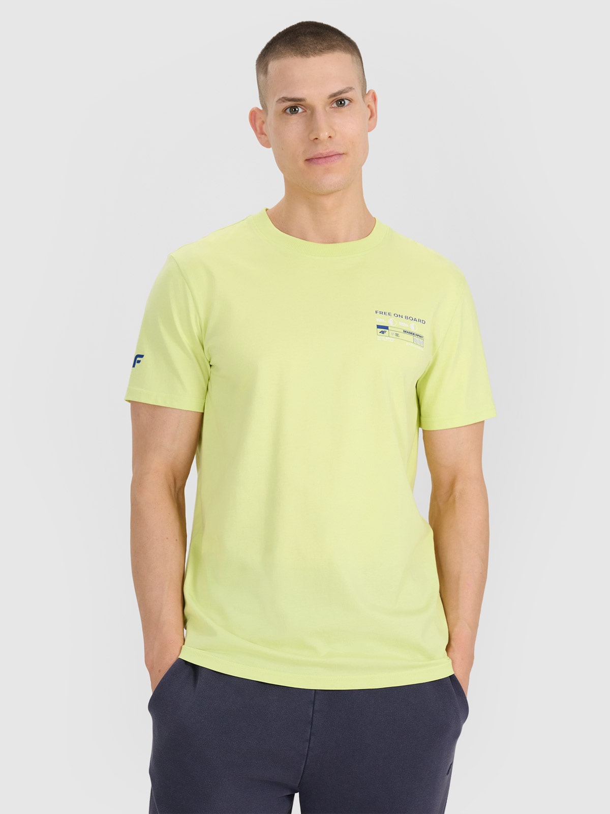 Tricou regular cu imprimeu pentru bărbați - verde