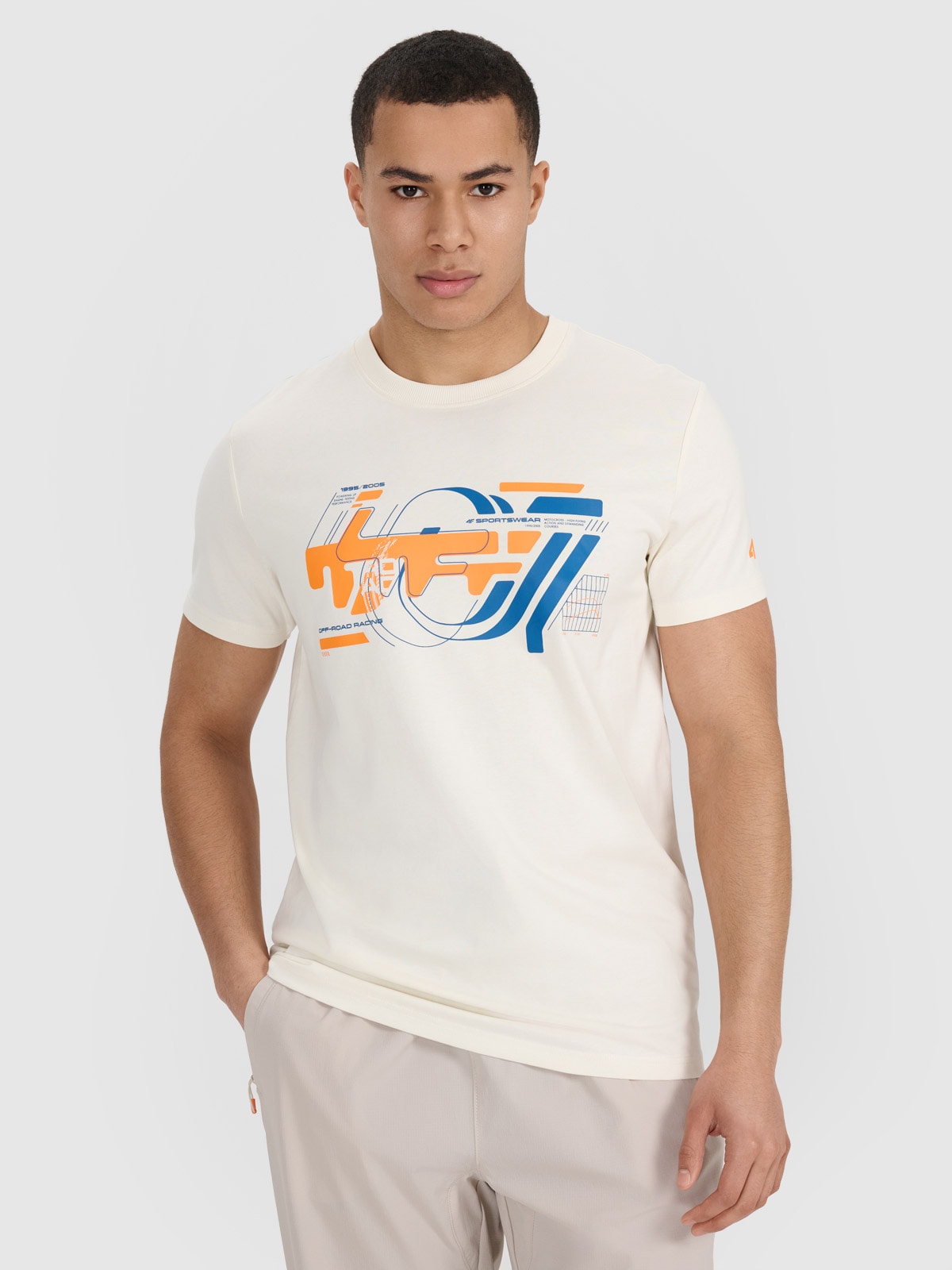 Tricou regular cu imprimeu pentru bărbați - bej