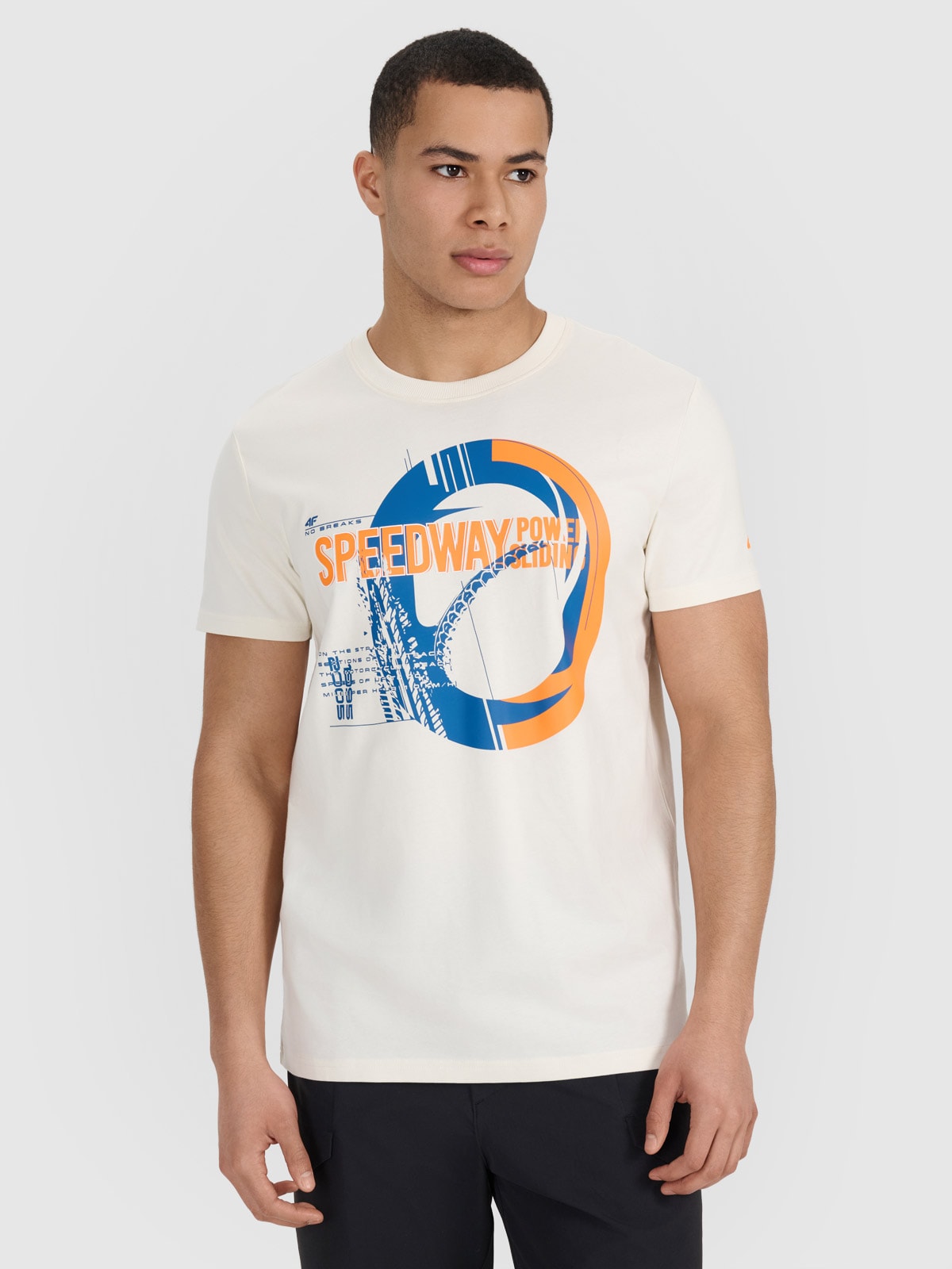 Tricou regular cu imprimeu pentru bărbați - bej