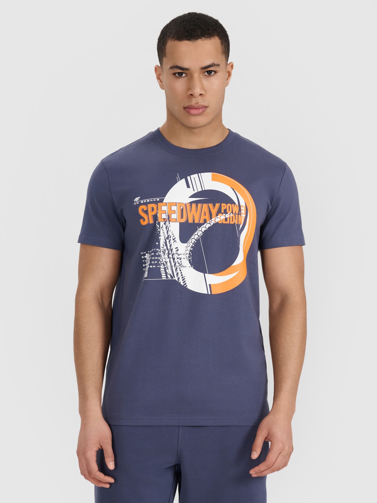 Tricou regular cu imprimeu pentru bărbați - gri