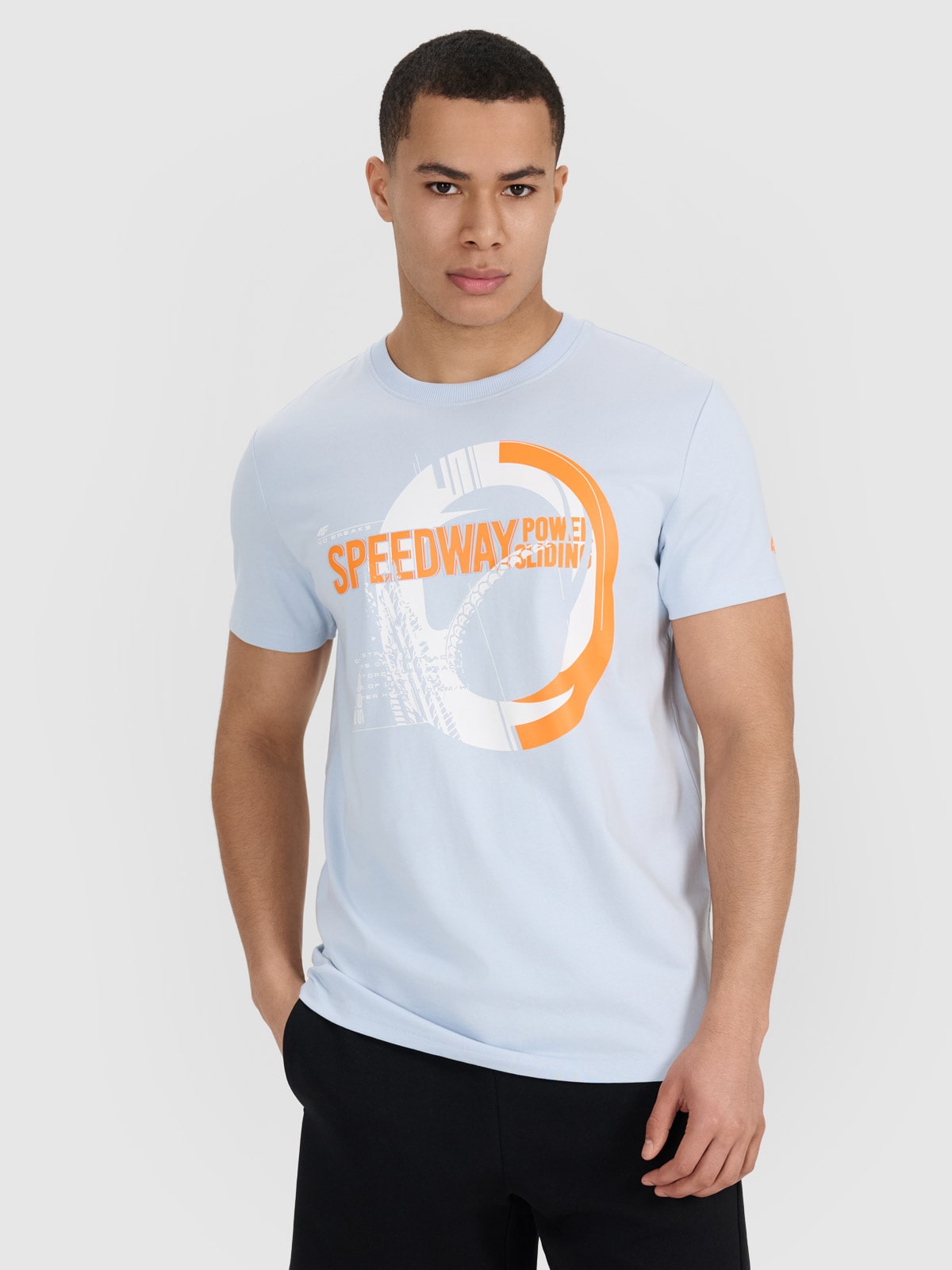 Tricou regular cu imprimeu pentru bărbați - albastru