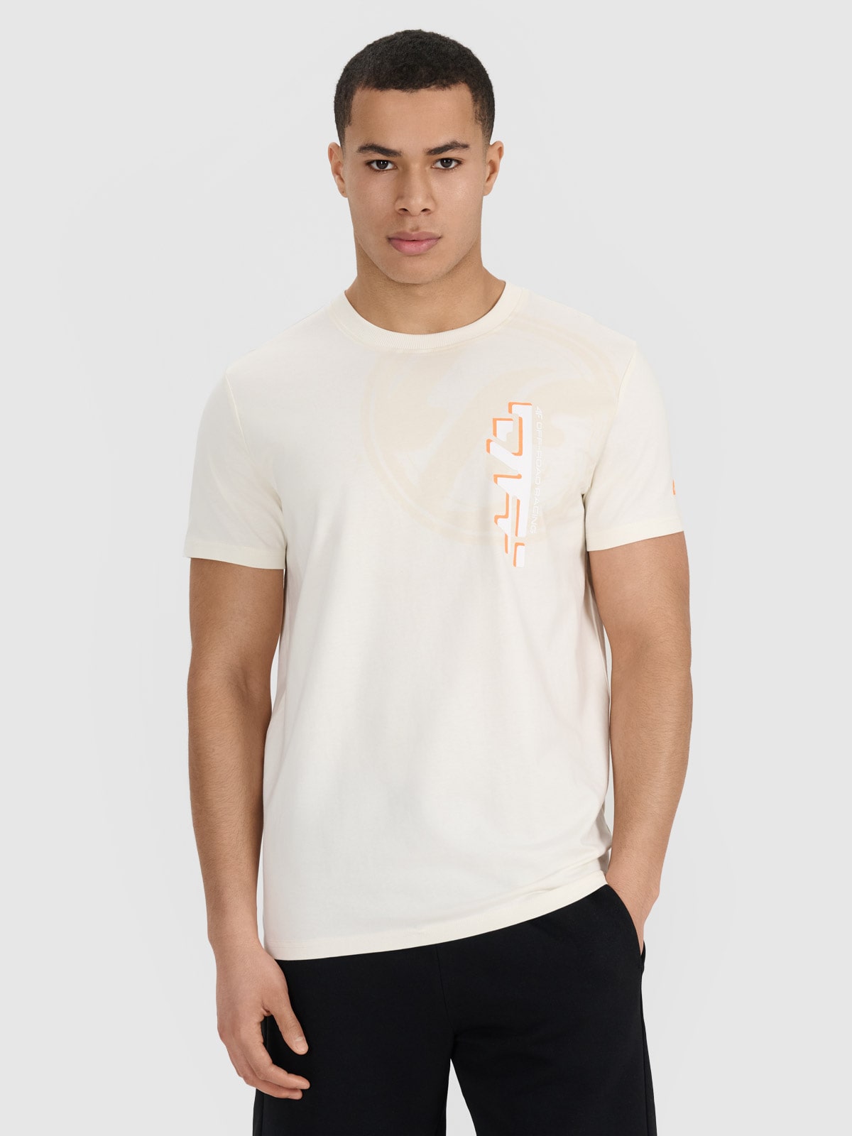 Tricou regular cu imprimeu pentru bărbați - bej
