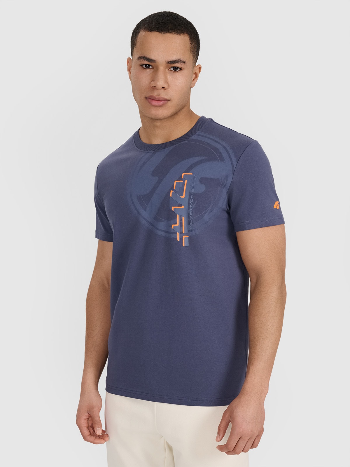 Tricou regular cu imprimeu pentru bărbați - gri