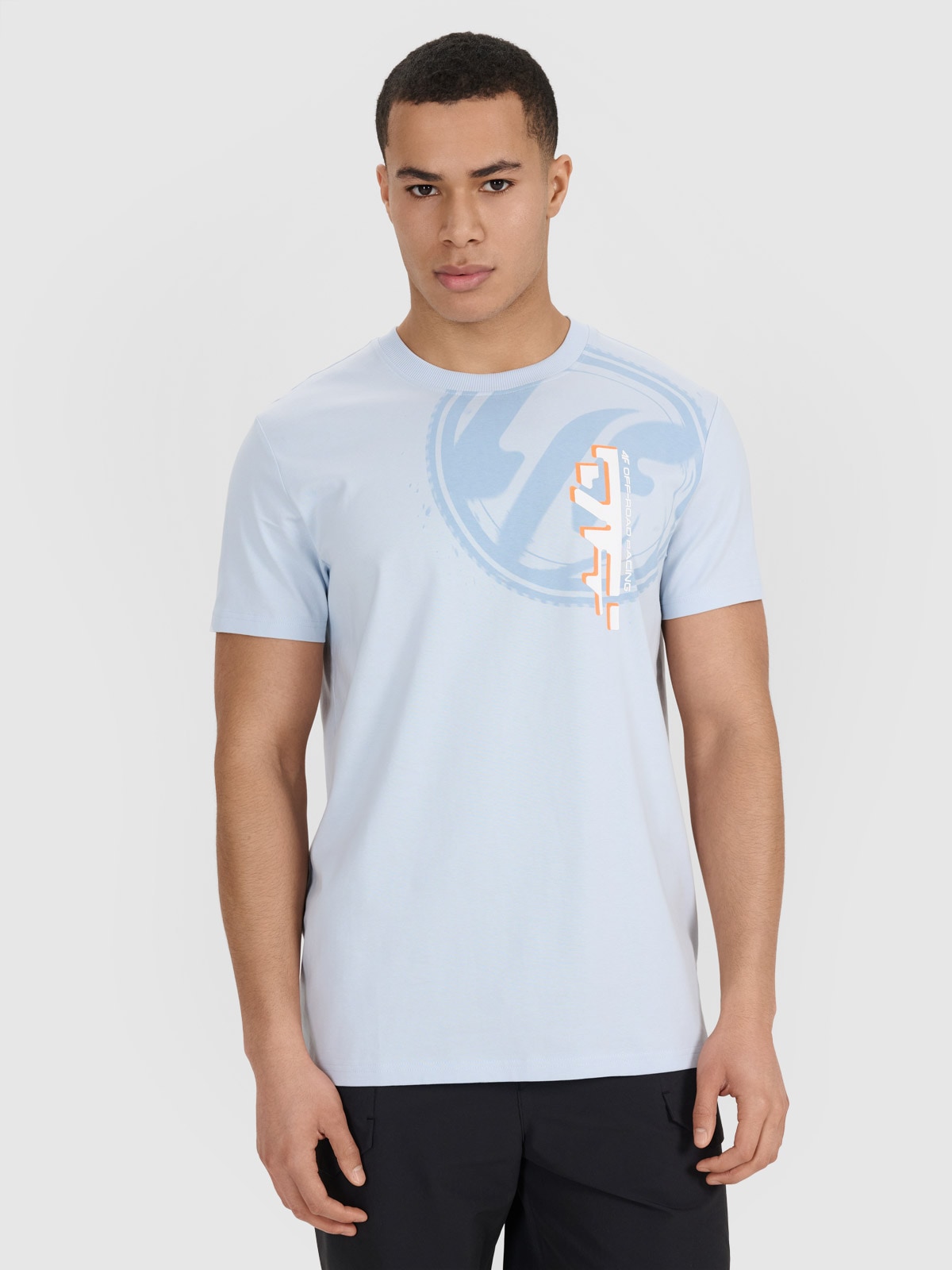 Tricou regular cu imprimeu pentru bărbați - albastru