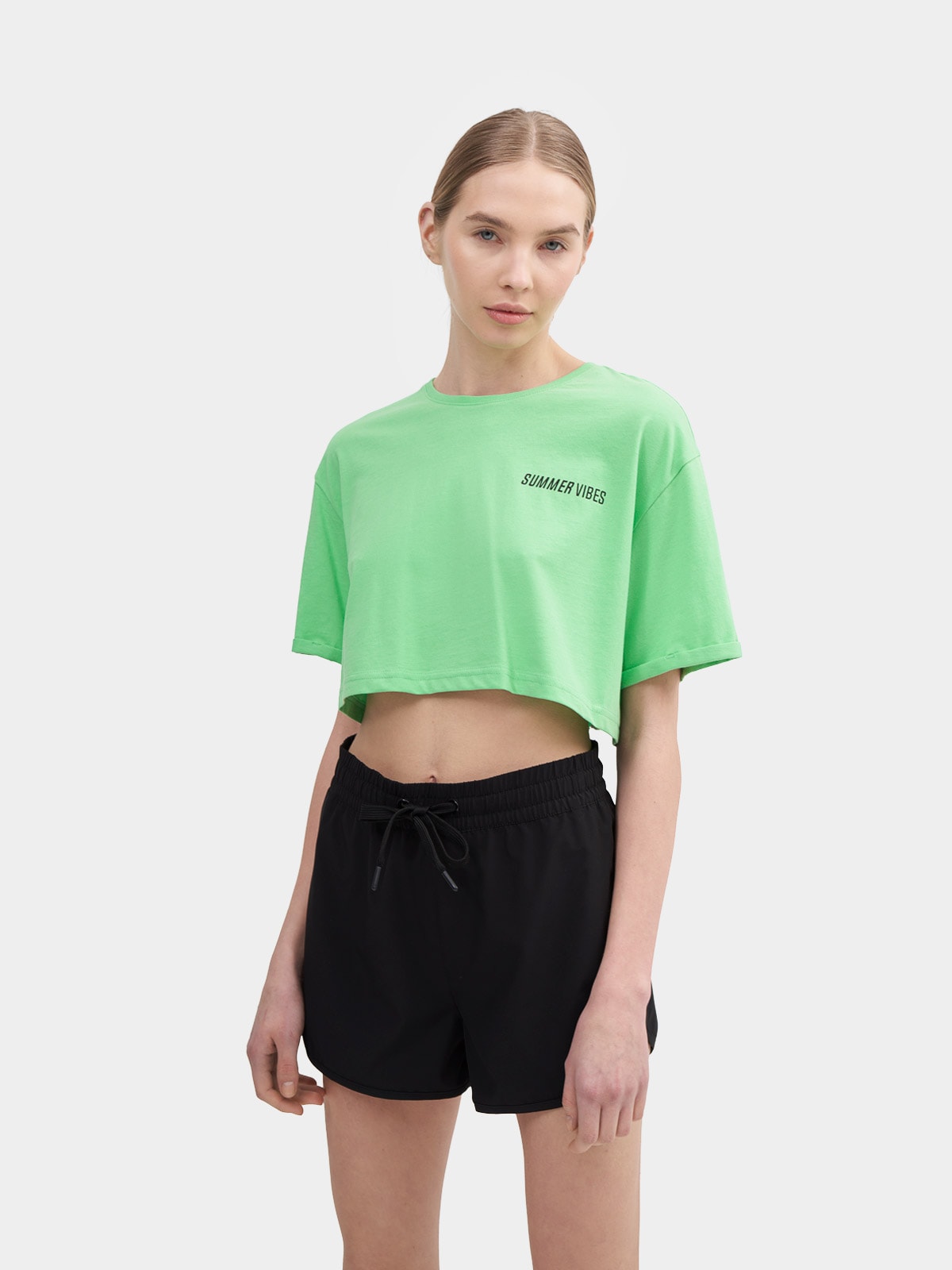 Dámské hladké tričko crop-top