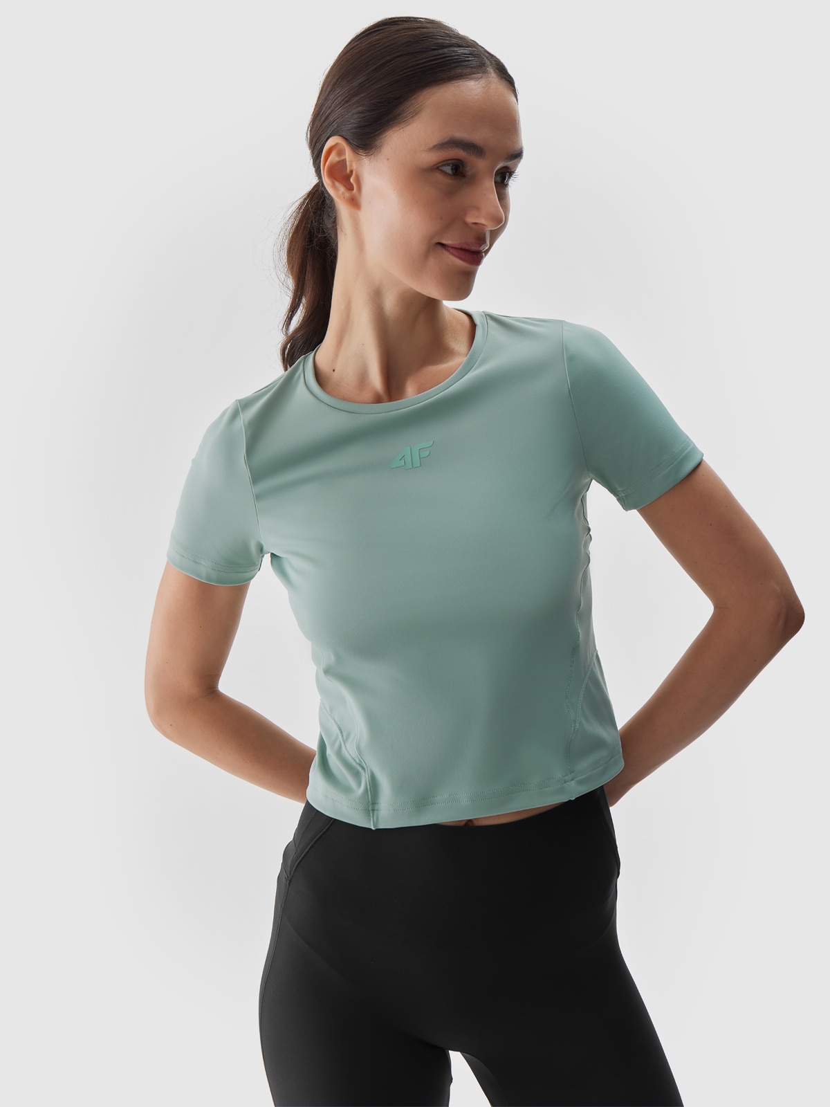 Tricou de yoga slim cu uscare rapidă pentru femei - turcoaz